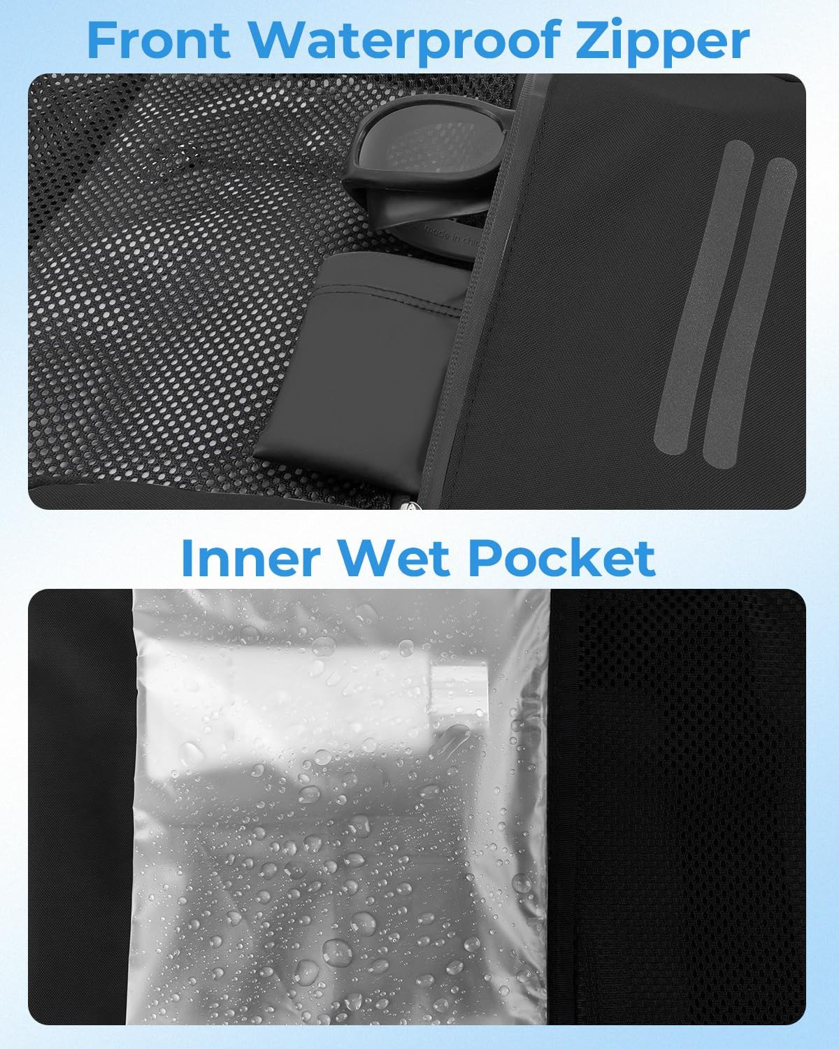 Swim Bag Mesh Drawstring Backpack with Shoe Compartment & Wet Pocket Waterproof