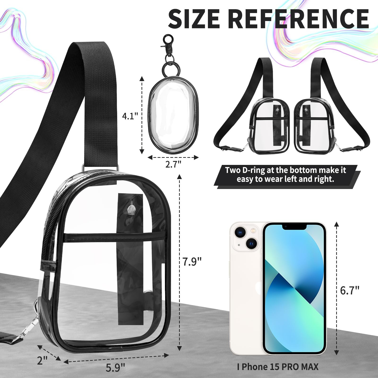 Waterproof Clear Bag for Stadium Events, Women’s Crossbody Clear Sling Bag wi…