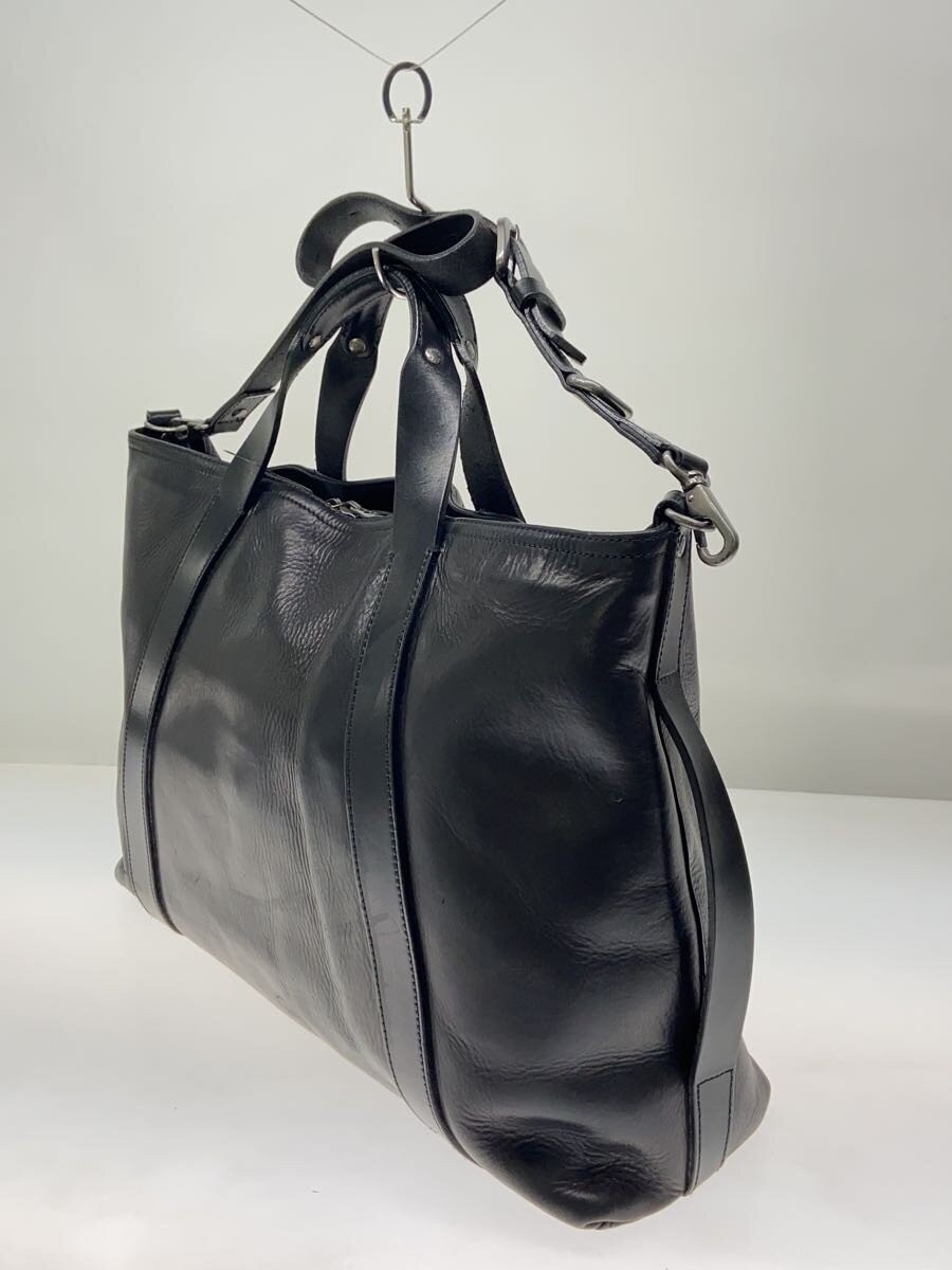 HERGOPOCH Tote Bag, Cowhide Leather, Black (Plain)