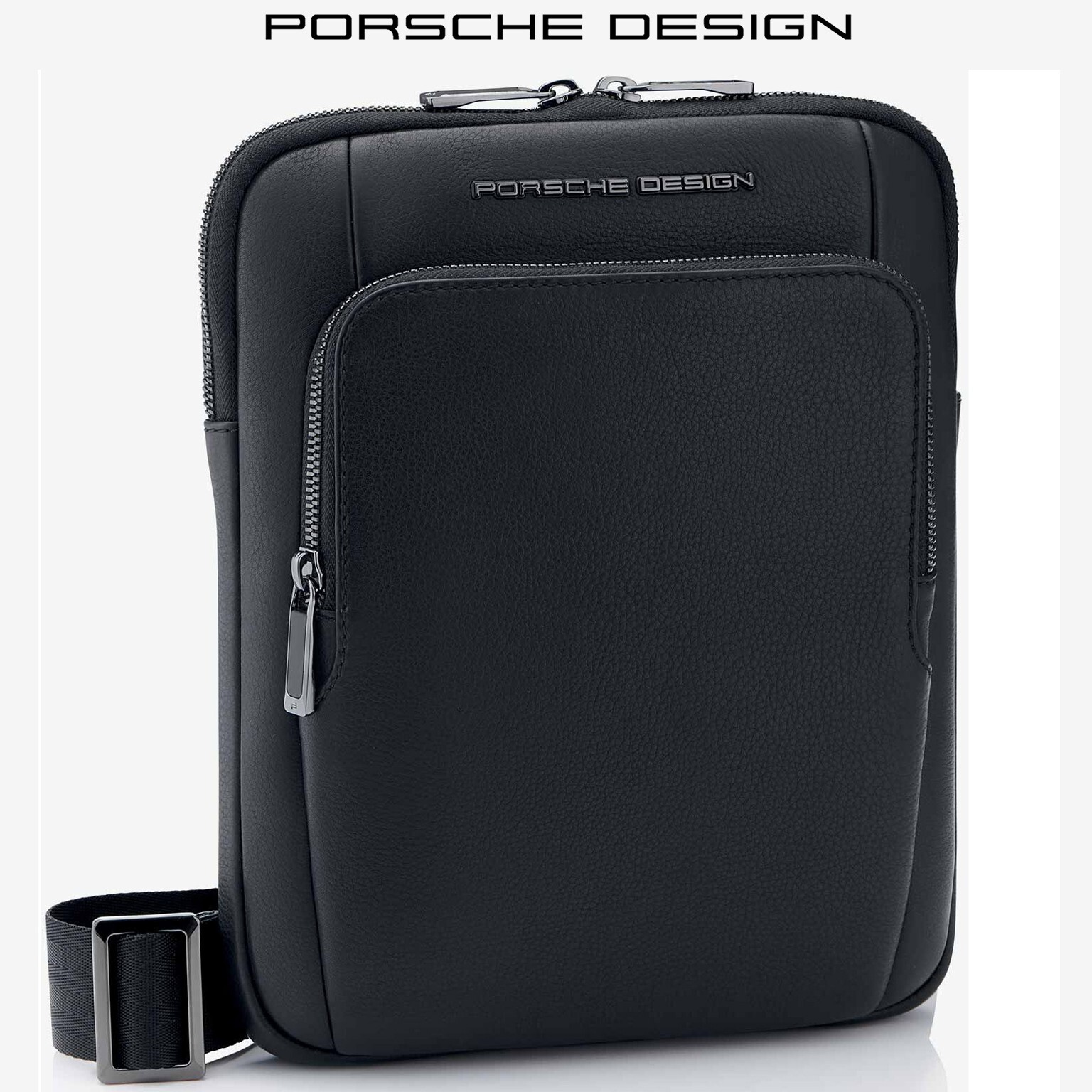 Porsche Design Roadster S premium men’s black leather small crossbody bag