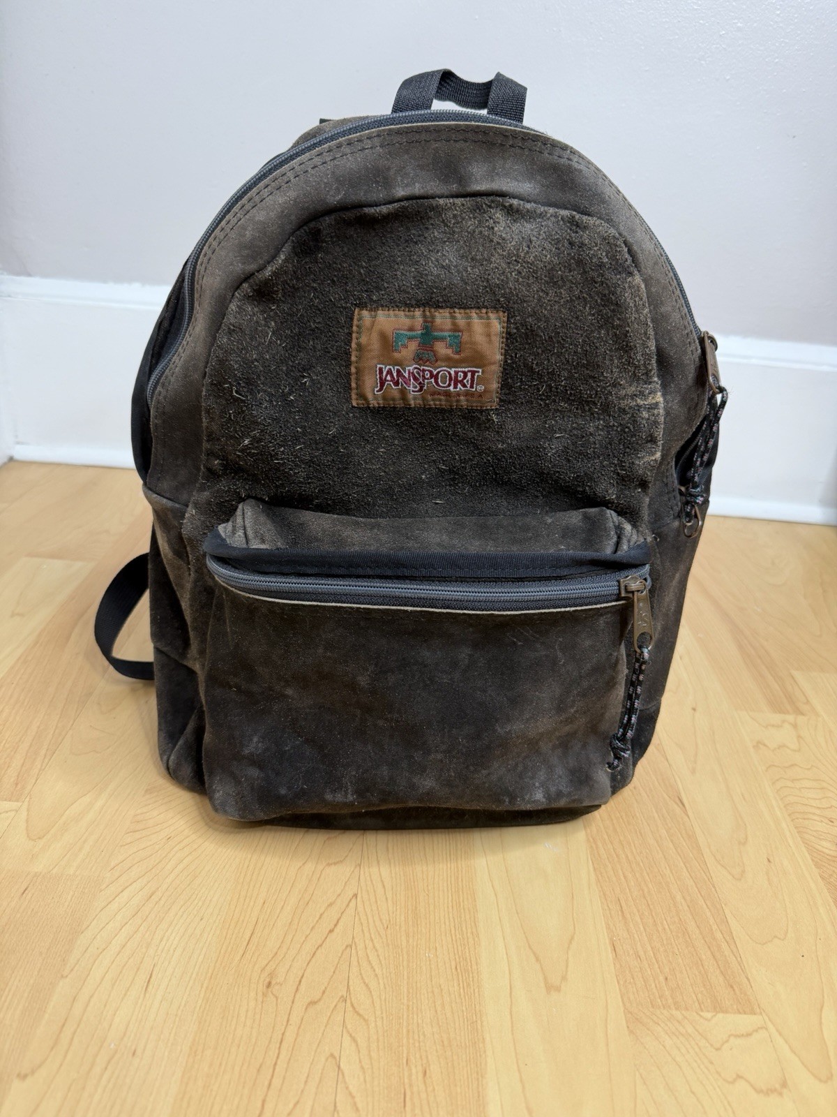 Vintage JanSport Suede Backpack Brown Distressed 90s School Bag