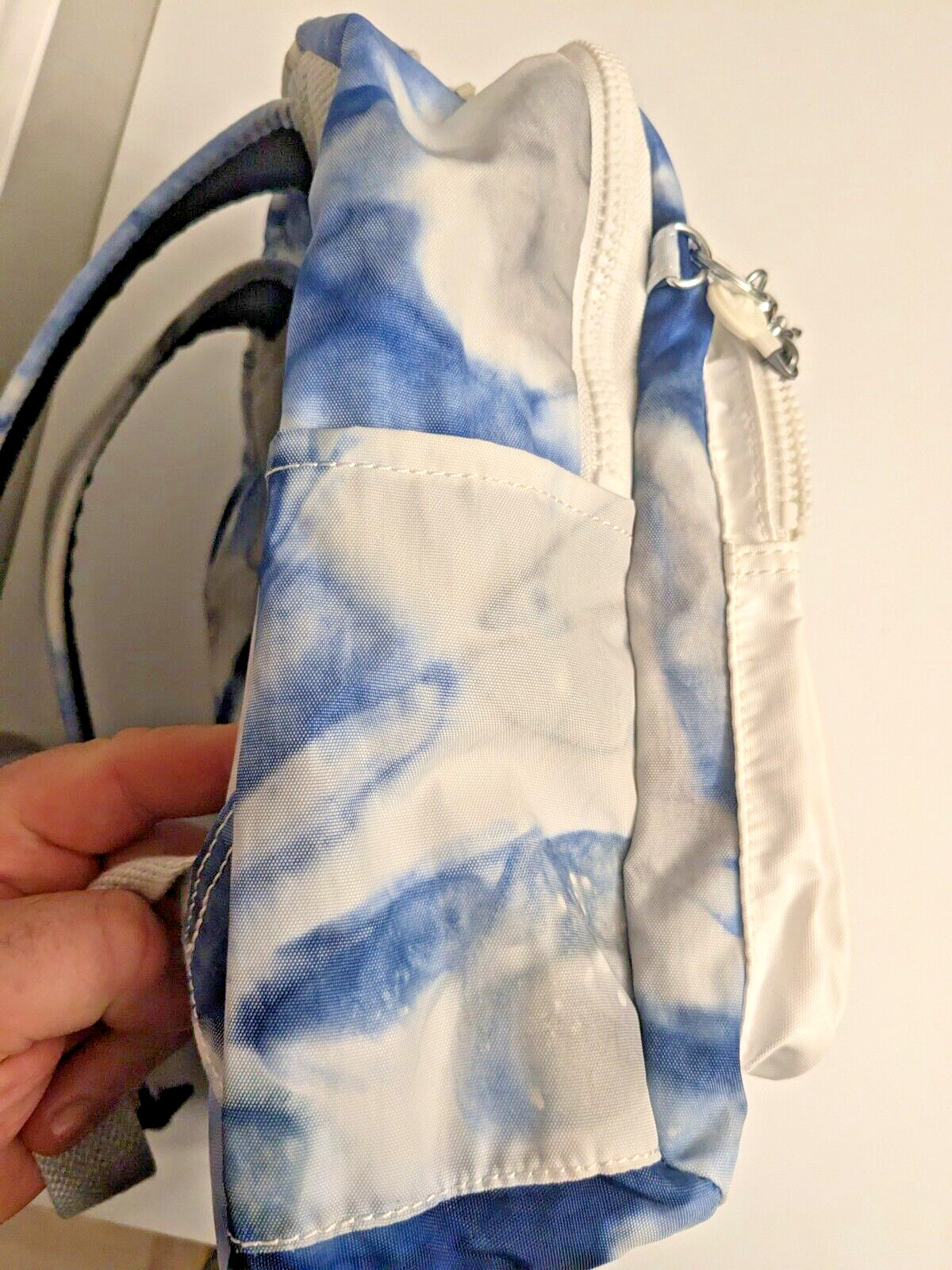 Kipling SEOUL Tie Dye Pattern Backpack school book bag Blue/White/Gray NICE!
