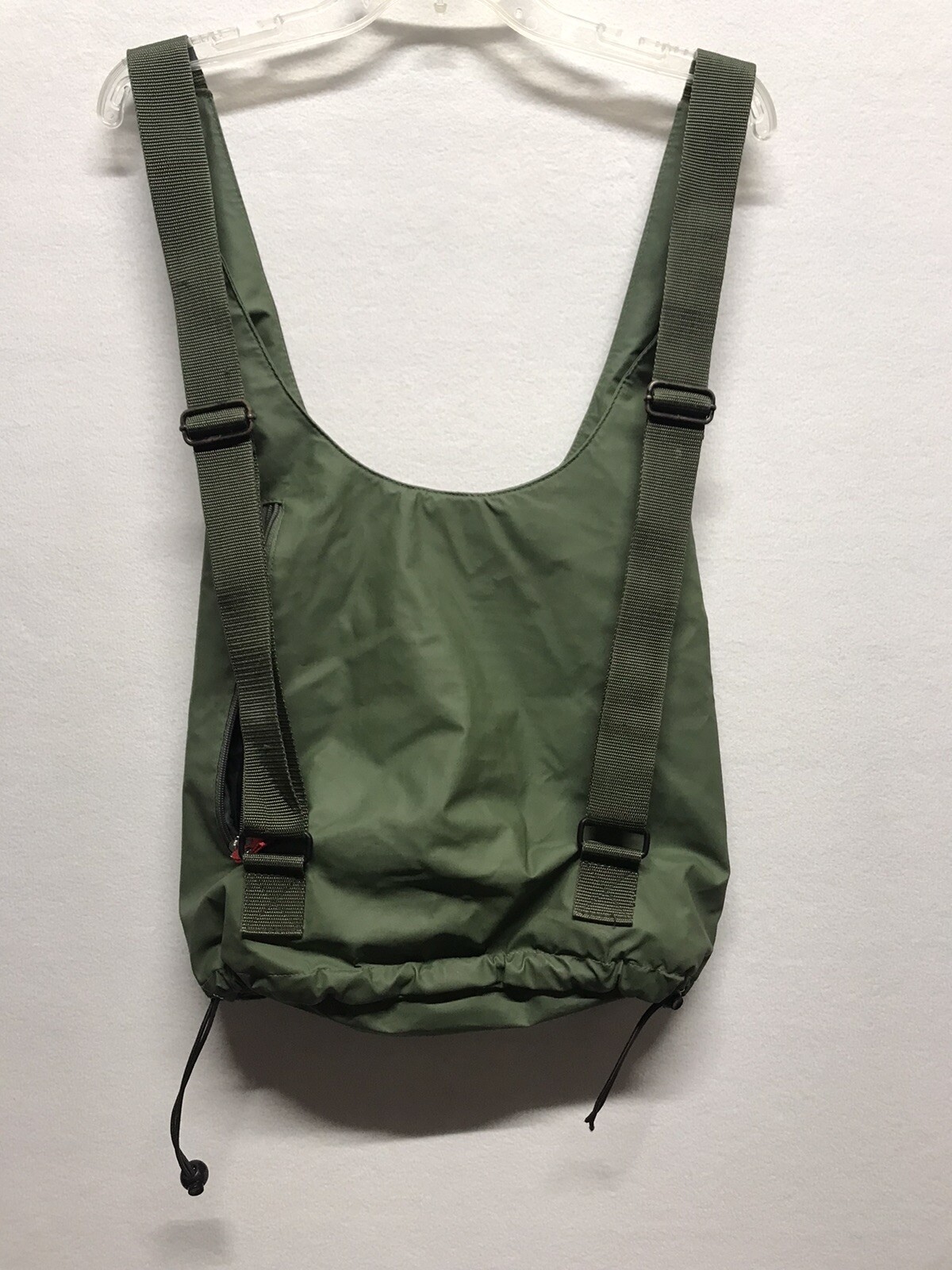 Hugo Boss Army Green Back Pack Nylon PVC 15” X 14” Bungee Button