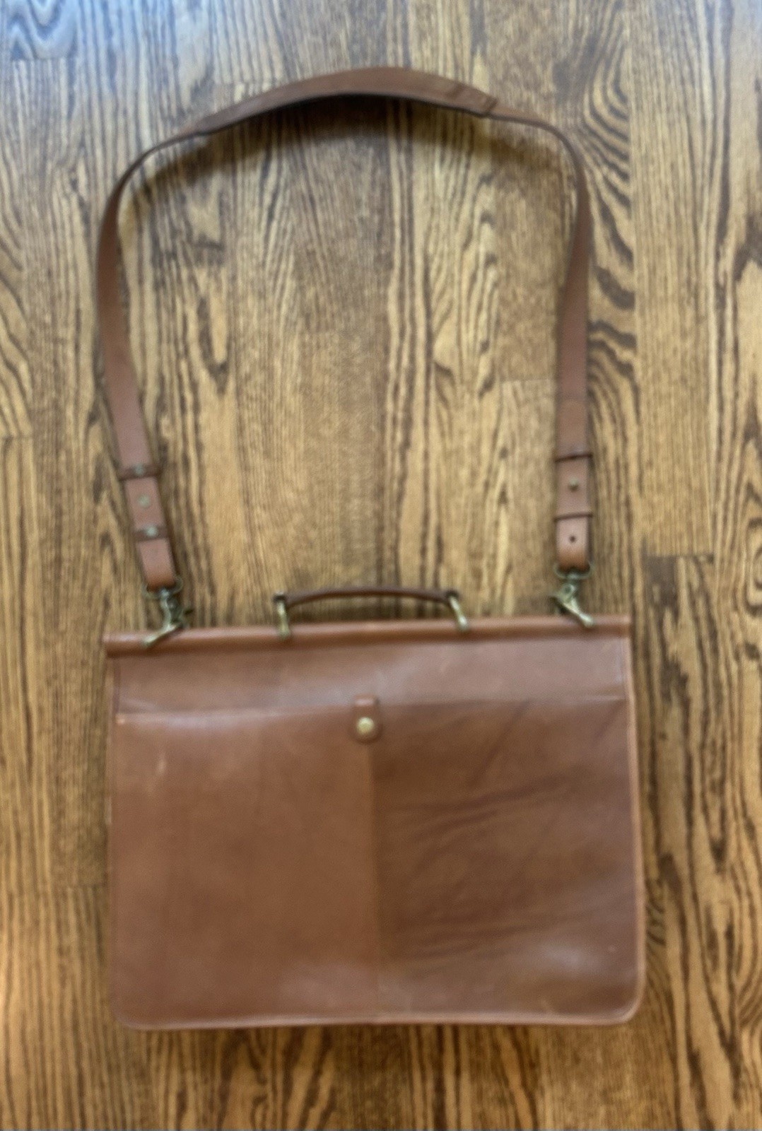 LL Bean Leather Messenger Briefcase Bag 80’s 90’s Brown Leather Classic USA