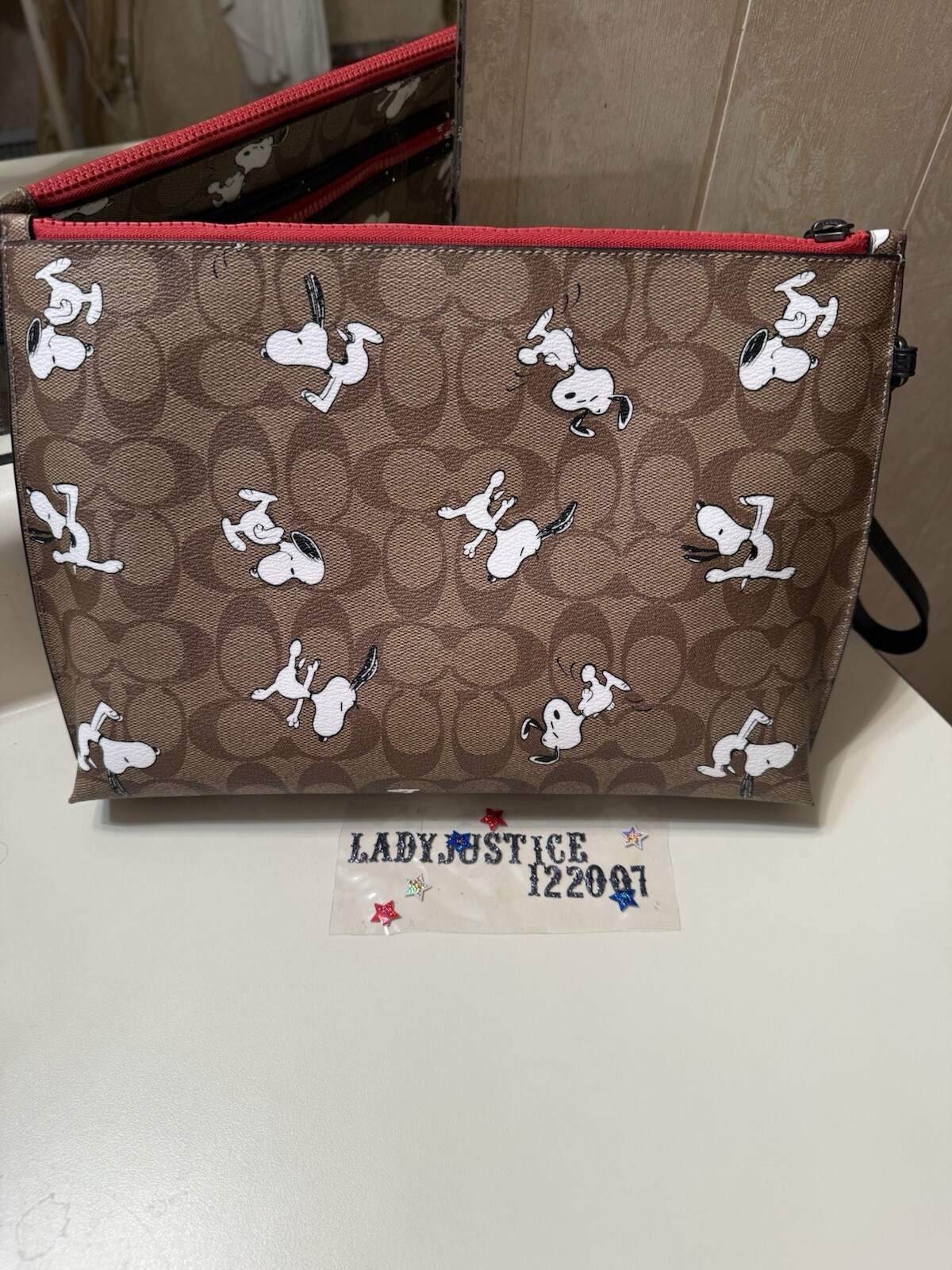 Coach 5734 Peanuts Snoopy Carryall Pouch Wristlet Bag NWT