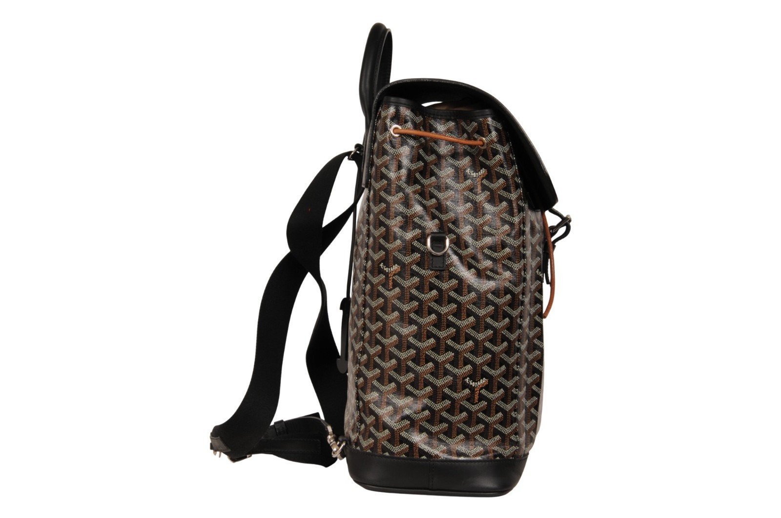 Goyard Alpin MM Backpack Black Leather Drawstring Strap Crossbody Travel Bag