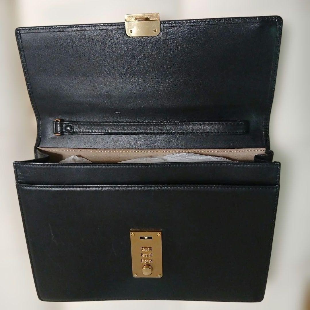 Dunhill Flap Clutch Bag Second Bag Black Leather Dial Lock Wrist Strap Men’s