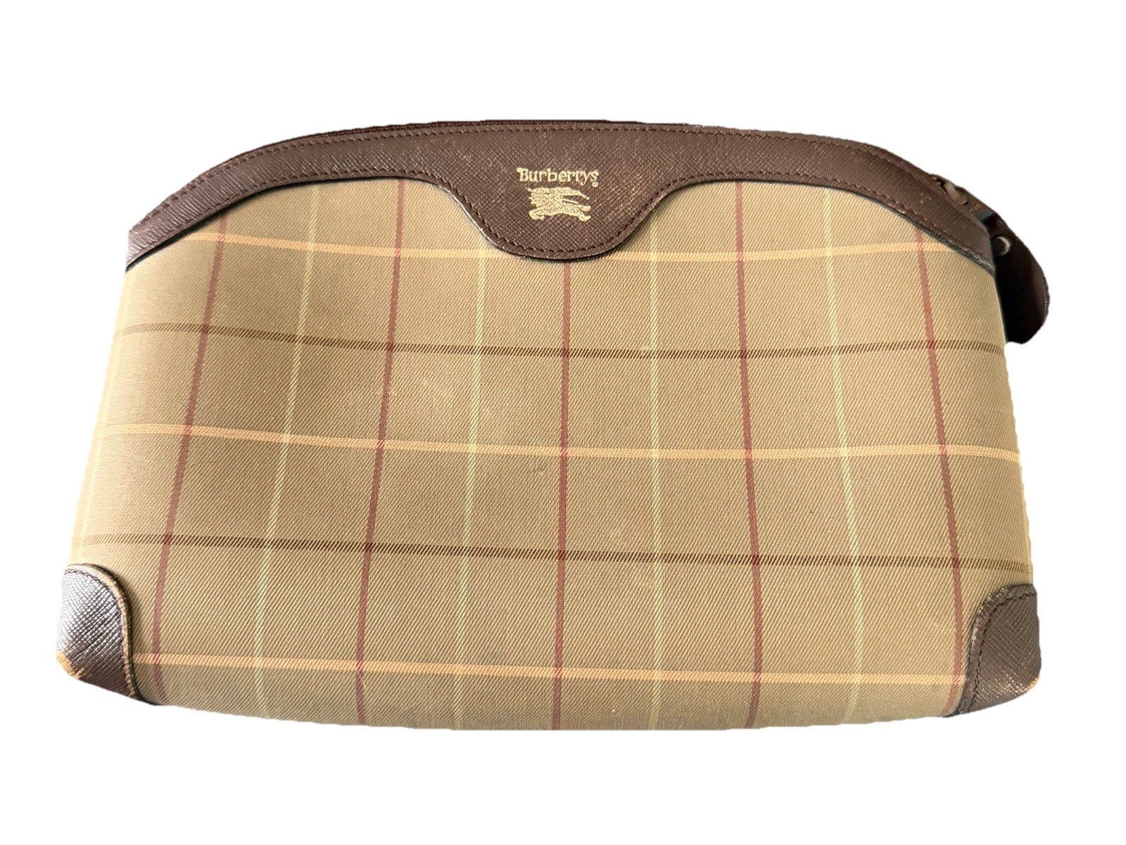 Burberry Vintage Check Canvas Clutch Light Brown