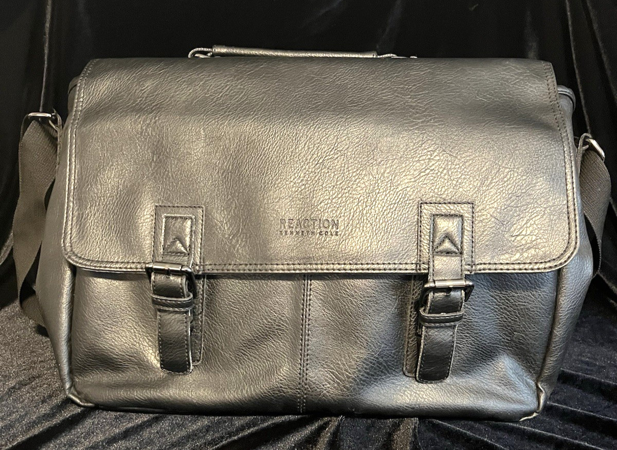 Kenneth Cole Reaction Black Genuine Leather Messenger/Laptop Bag