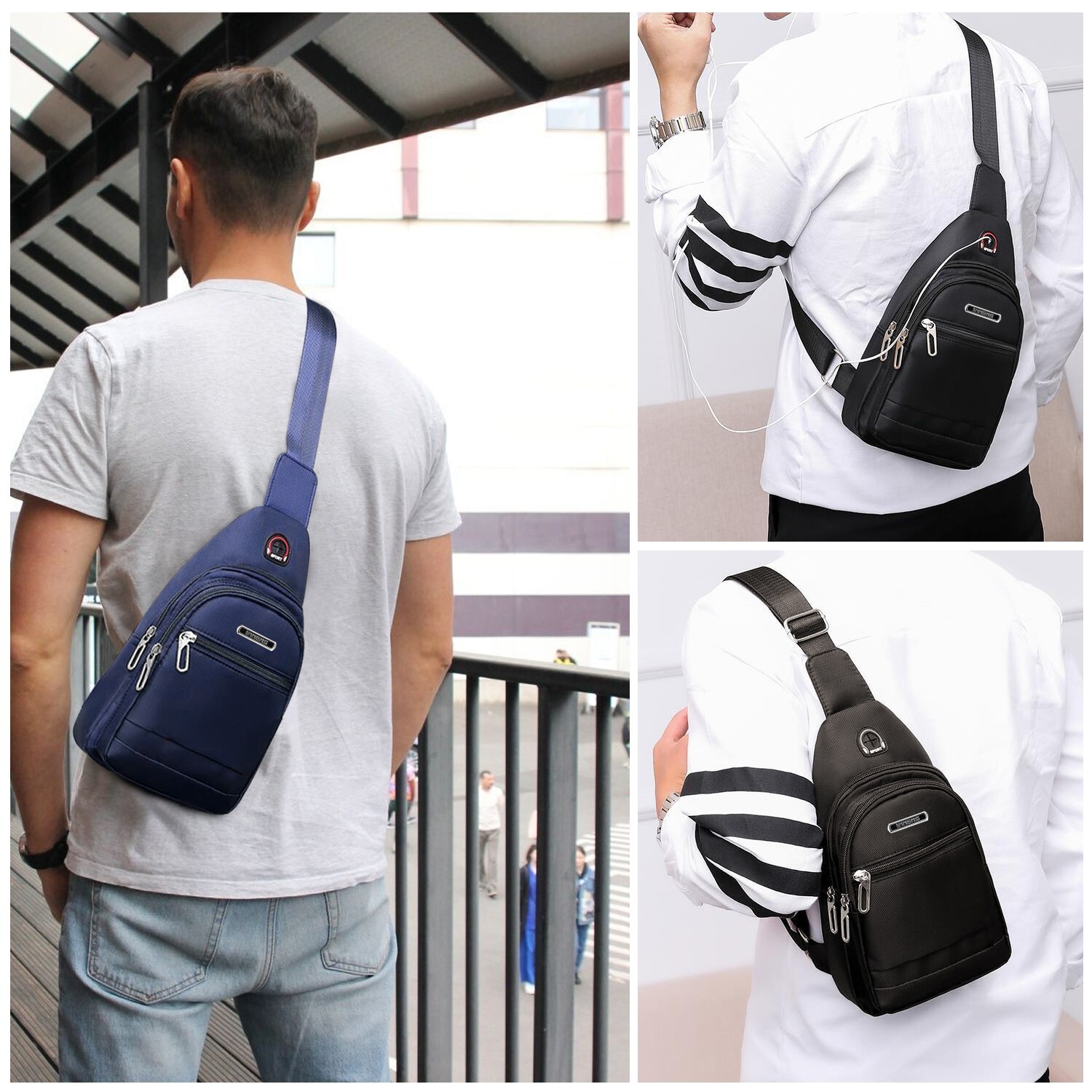 Mens Backpack Canvas Sling Bag Chest Shoulder Fanny Pack Crossbody Sport Travel