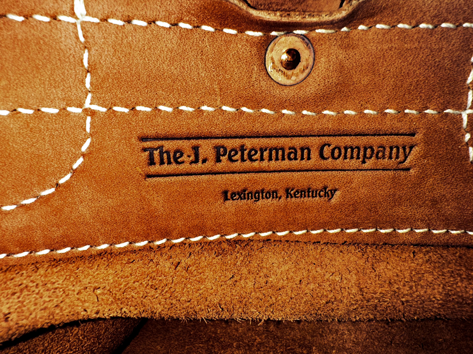 “THE J PETERMAN COMPANY” Saddle Tanned Leather Messenger Satchel Bag