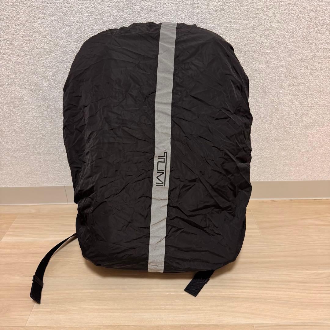TUMI Backpack Black Ballistic Nylon with Rain Cover Large Capacity