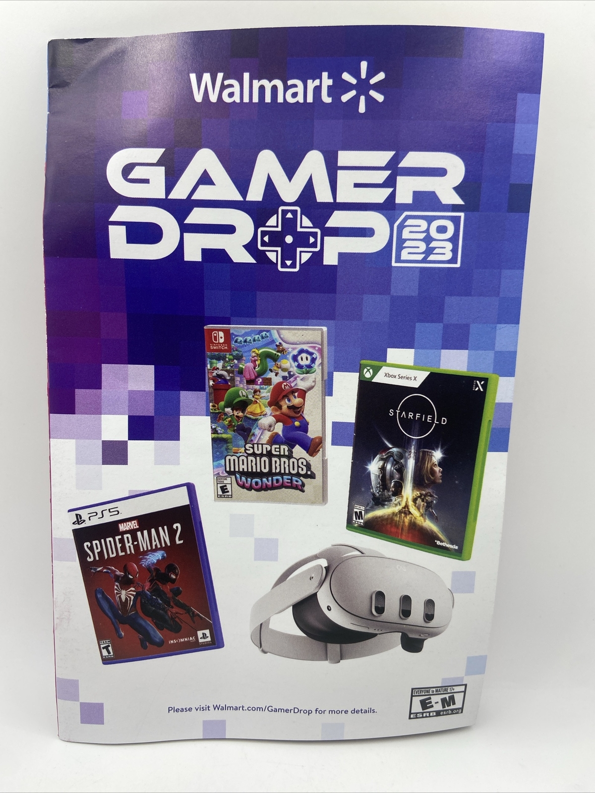 Gamer Drop 2023 Swag Bag Drawstring Backpack w/Swag Included ~ Beanie, Socks….