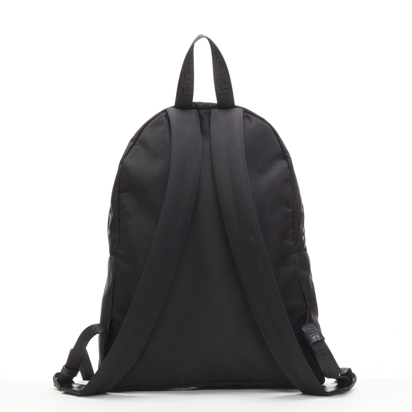 VERSACE La Greca 90’s logo black nylon backpack bag