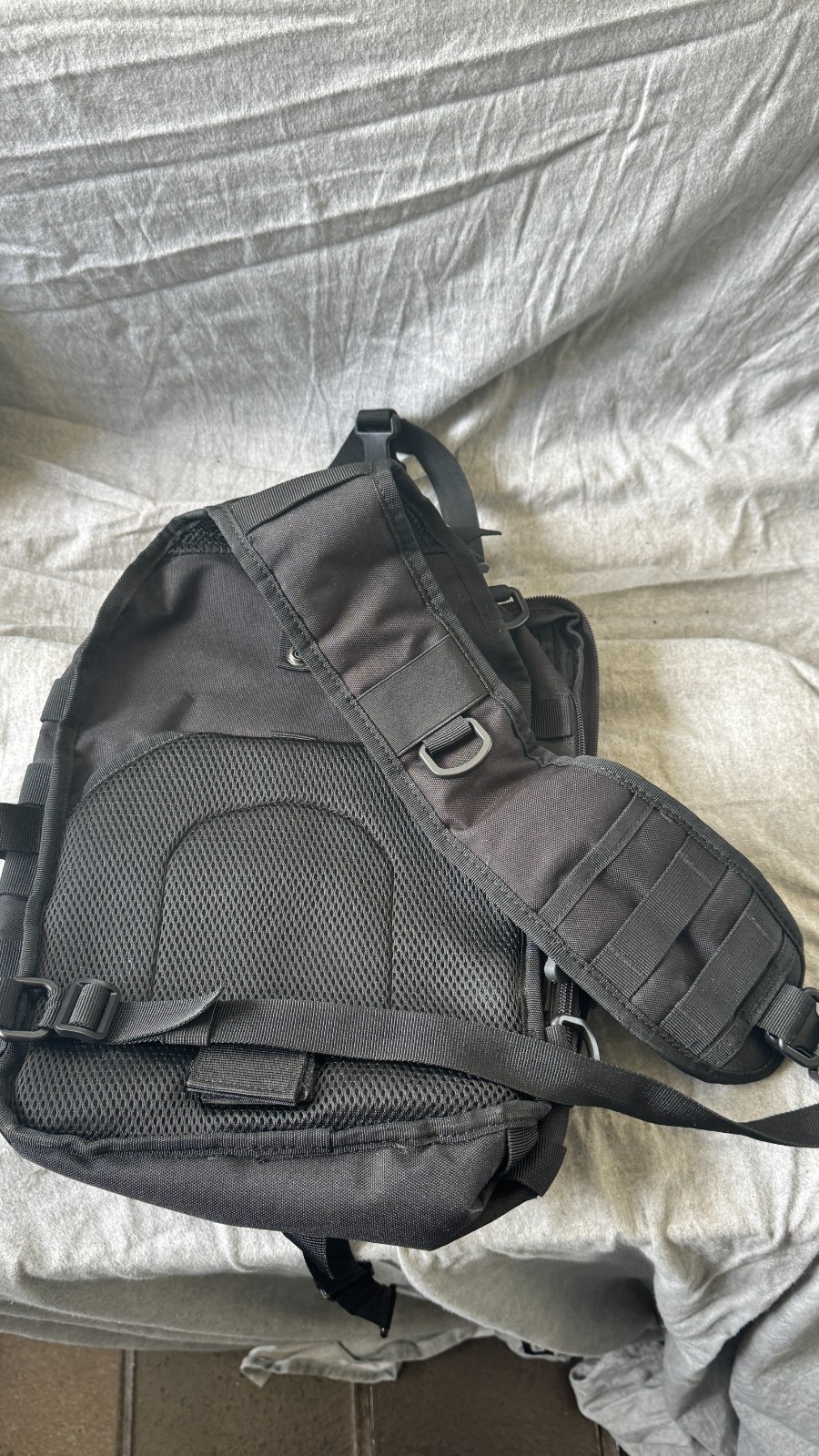 Black Tactical MOLLE Sling Backpack Shoulder Bag AU & UK Flag Patches