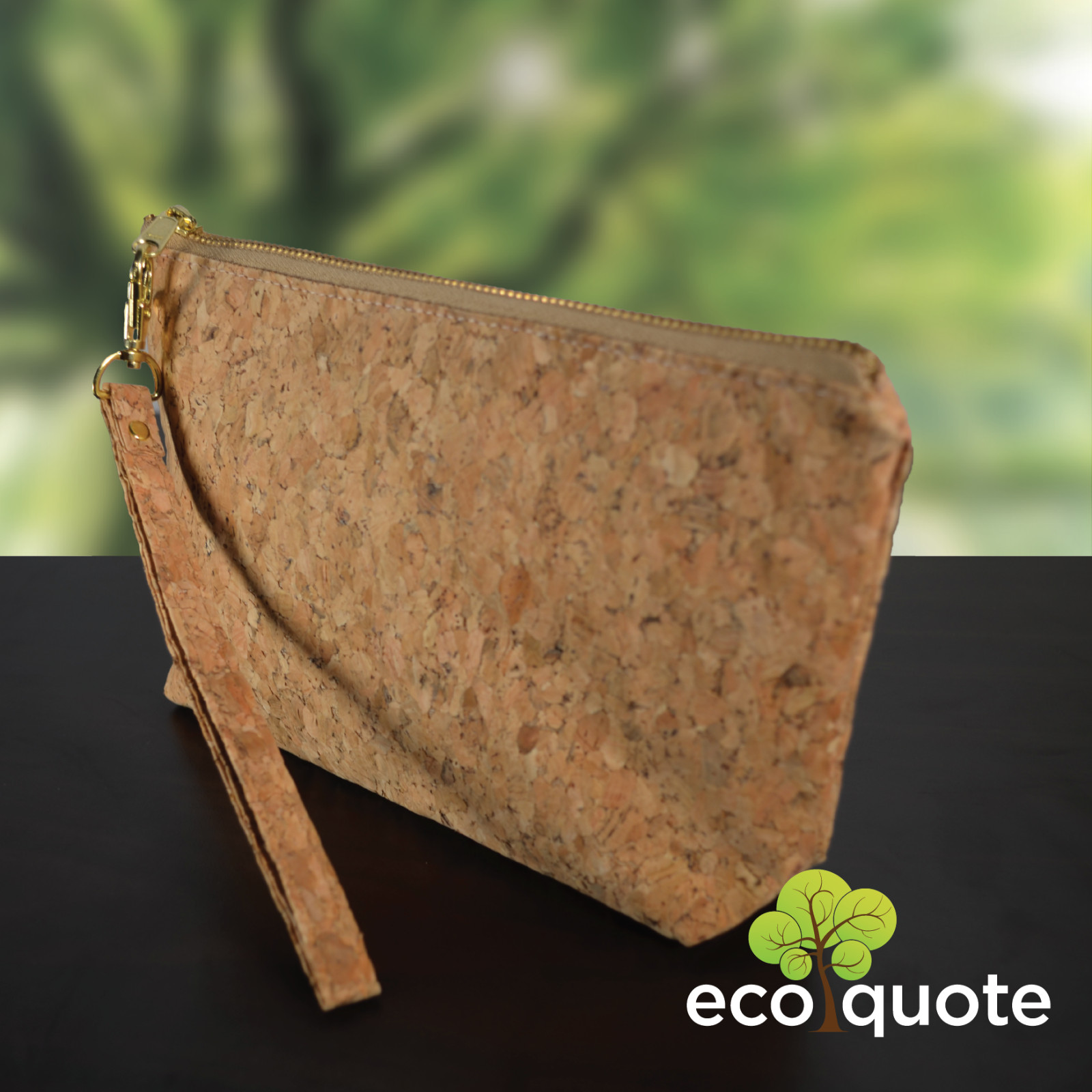 Cork Fat Base Medium Pouch Bag Handmade Cork Eco-Friendly Sustainable Material