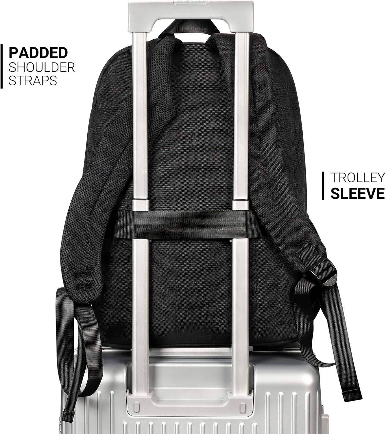 26L Black Backpack for College, and Travel: Water Resistant Bookbag