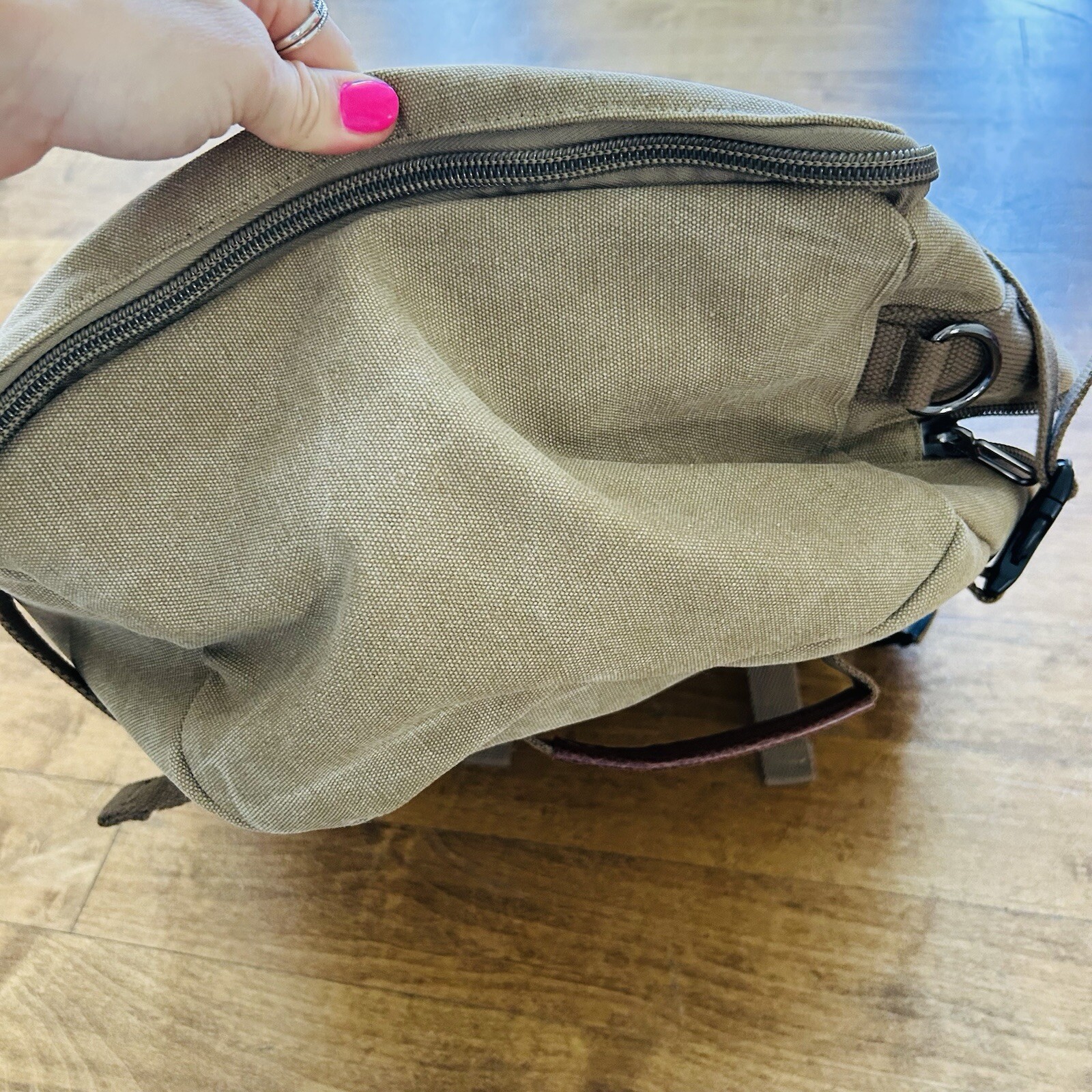 Witzman Canvas Convertible Backpack Duffel Travel Khaki Tan Brown NEW