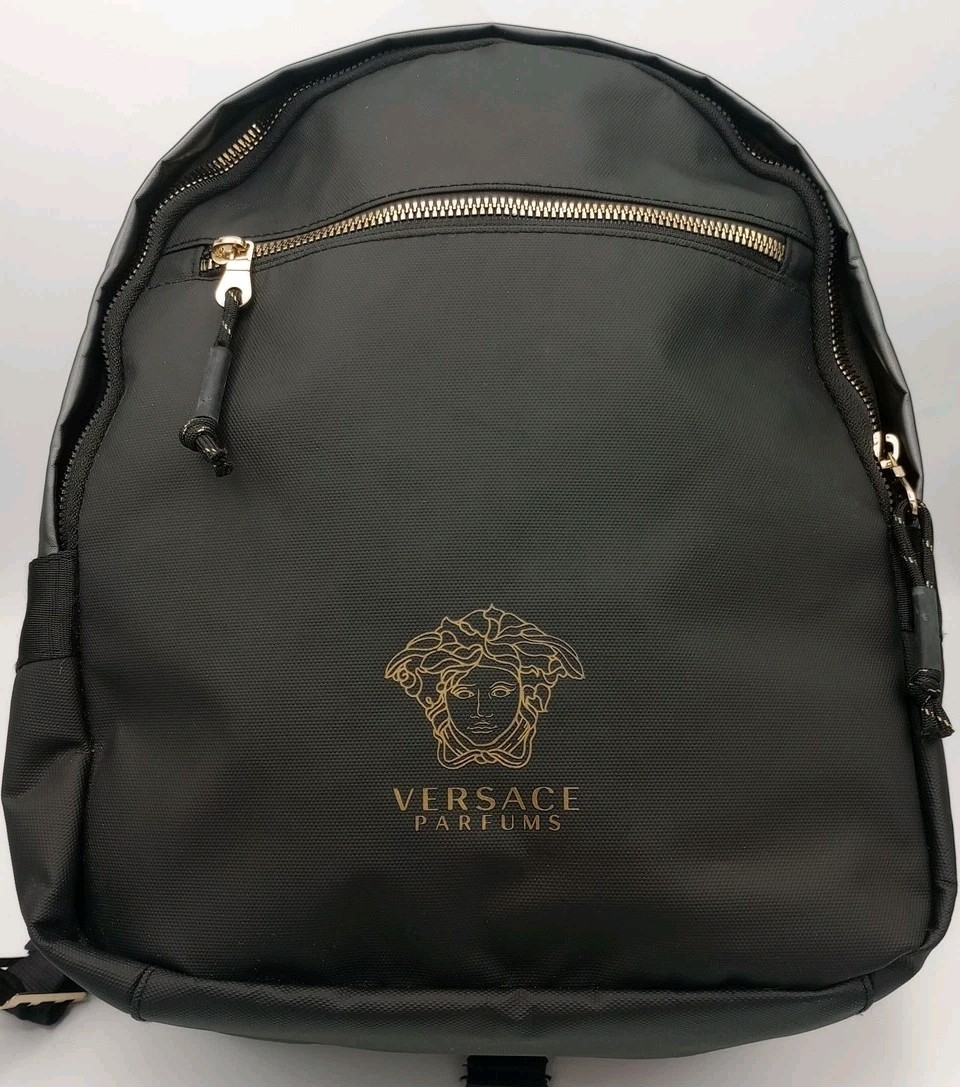 VERSACE Parfums Rider Backpack Shoulder Bag Black Fragerance Excellent Condition