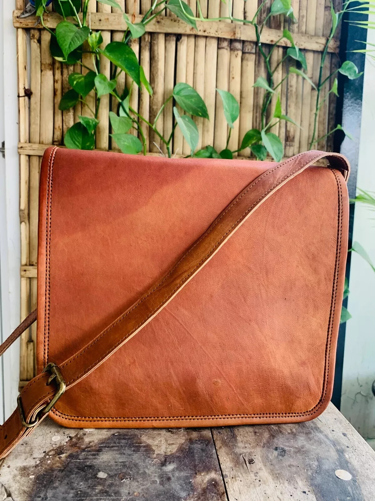 Handmade expandable Goat Limited Leather Laptop Satchel