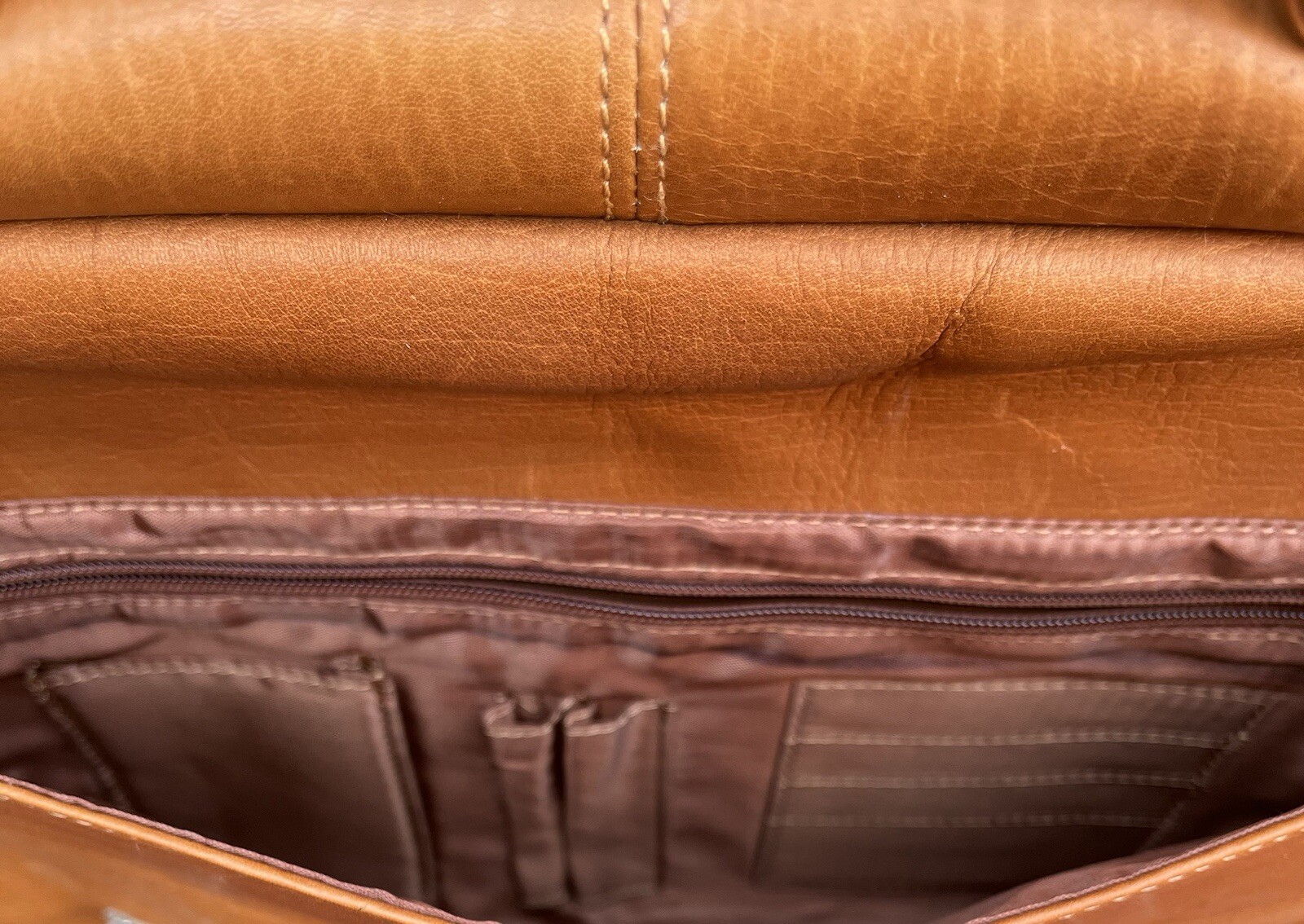 Laptop Bag WILSON’S LEATHER Brown Supple Buttery Briefcase Adj. Strap 16″x 15.5″