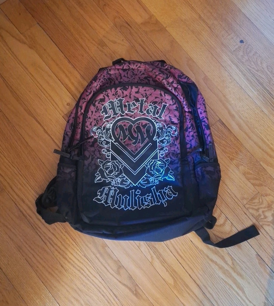 Rare METAL MULISHA Pink Hearts MM Roses Backpack Y2K Skate Skull GIRLS Women NOS