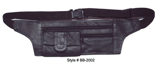 Black Leather Fanny Pack Money belt Passport Holder Travel Waist Bag US SELLER