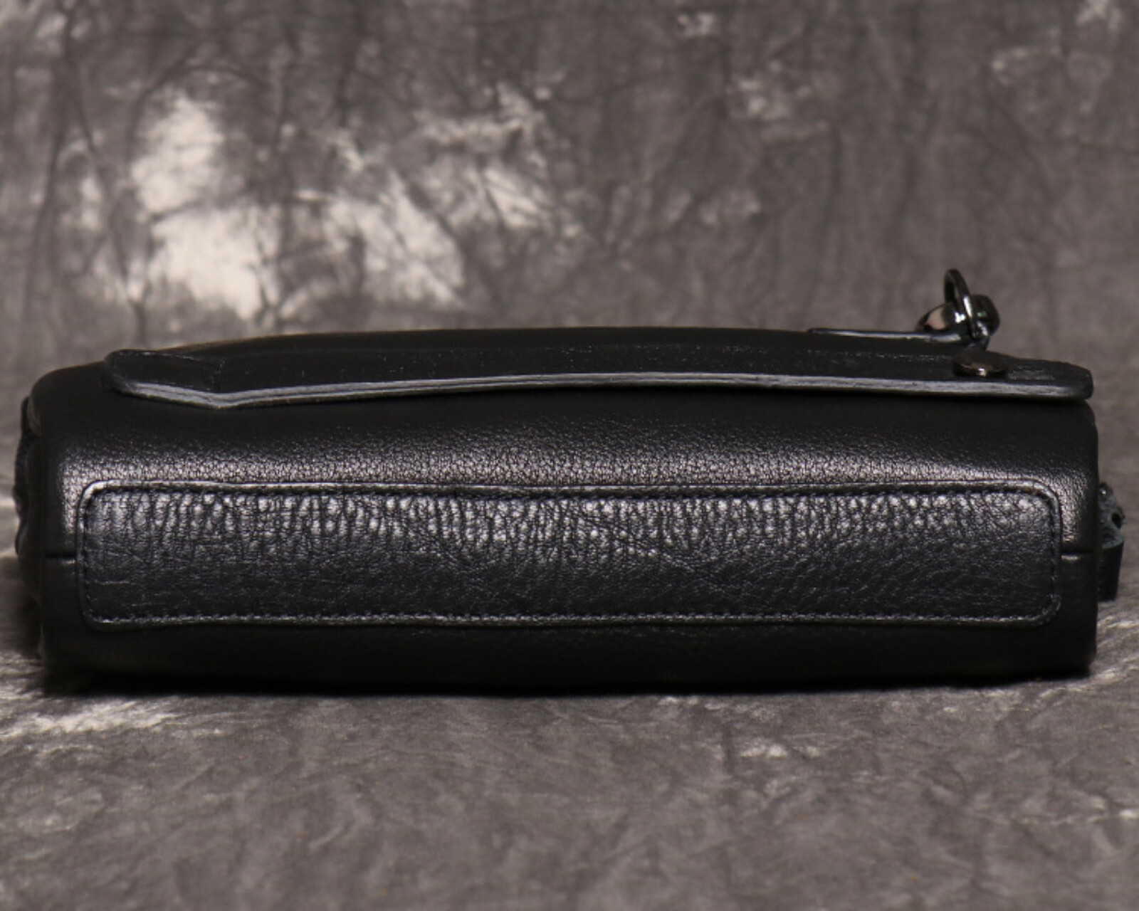 Mens Black Leather Wristlet Genuine Leather Clutch Bag Card Organizer