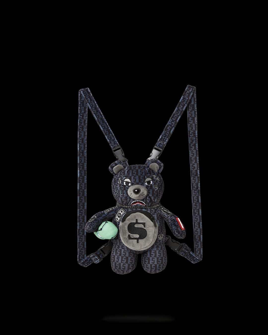 Sprayground Limited Edition Bear Mini Crossbody Bag Grey Black Checkered