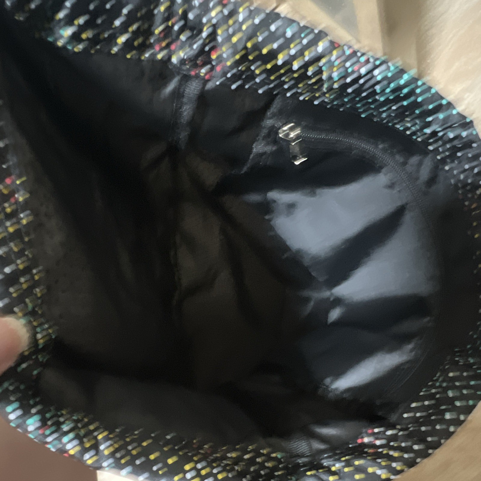 Nike Trail Drawstring Bag Black Multicolor Speckled Zip Pocket Unisex