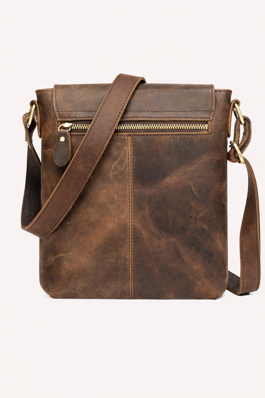 Genuine Buffalo Leather Sling Messenger Bag 8” Vintage Crossbody Shoulder Bag