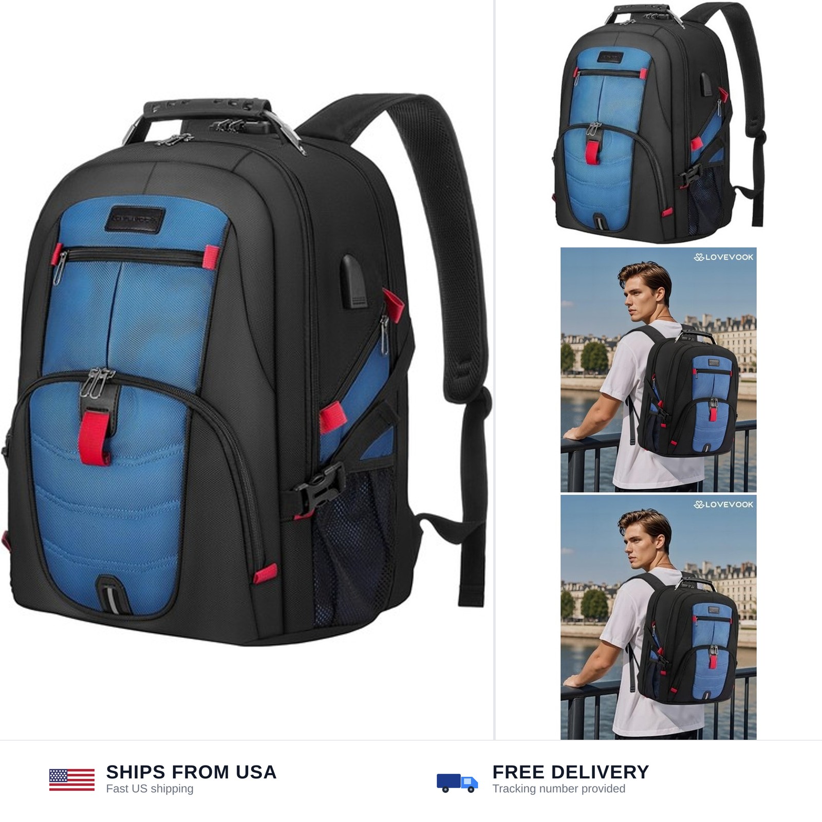 LOVEVOOK Travel Laptop Backpack Waterproof Anti Theft Backpack with Lock and …
