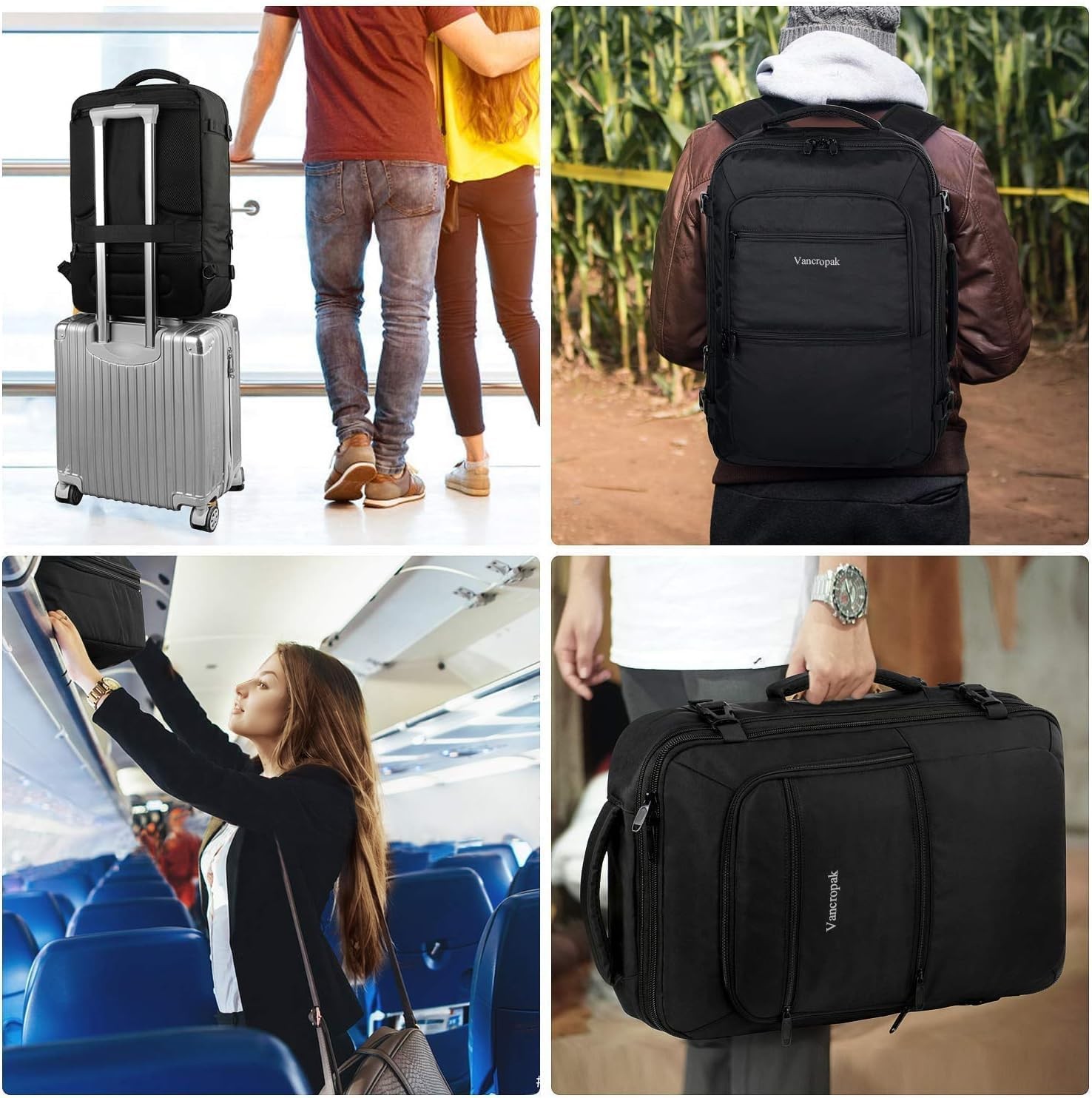 Travel Backpack 40L Carry On Flight Approved Weekender Backpack Expandable Bag