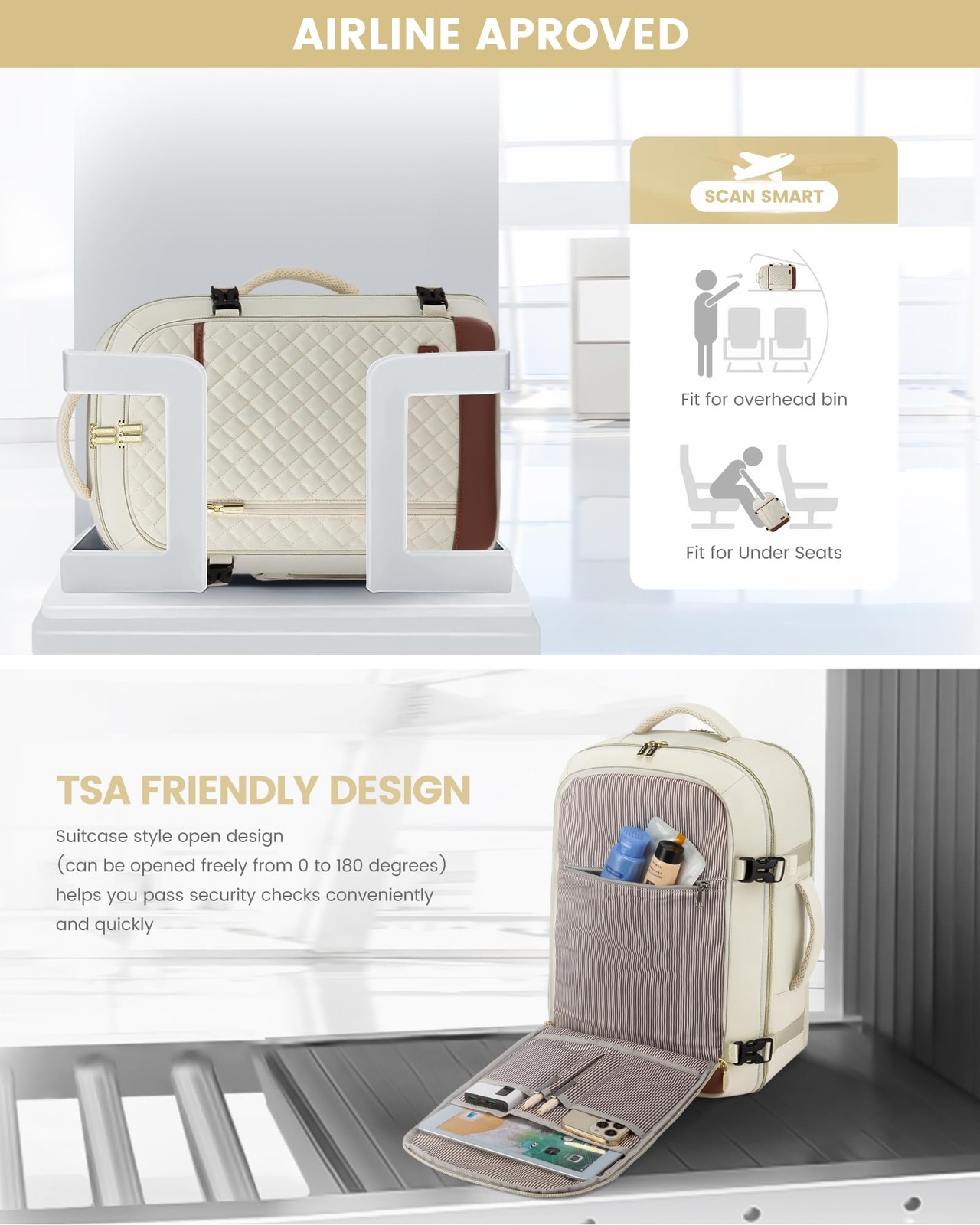 LOVEVOOK Travel Backpack for Women, Carry on Backpack for Airplanes,TSA Personal