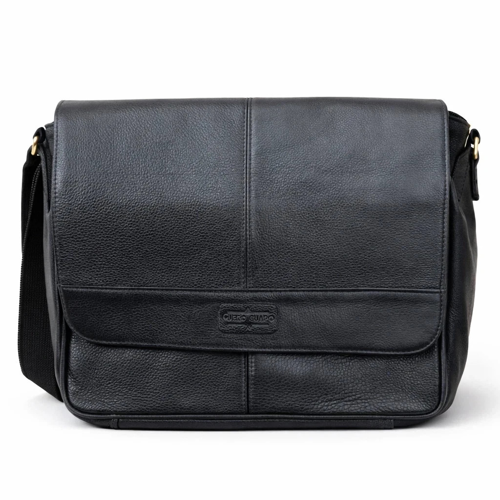 Cuero Guapo Handcrafted Genuine Leather Briefcase Black Messenger Laptop Bag New