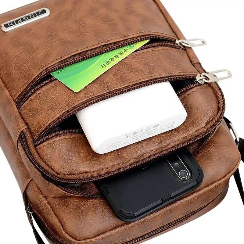 Men’S PU Leather Crossbody Shoulder Bags High Quality Tote Fashion Business Man