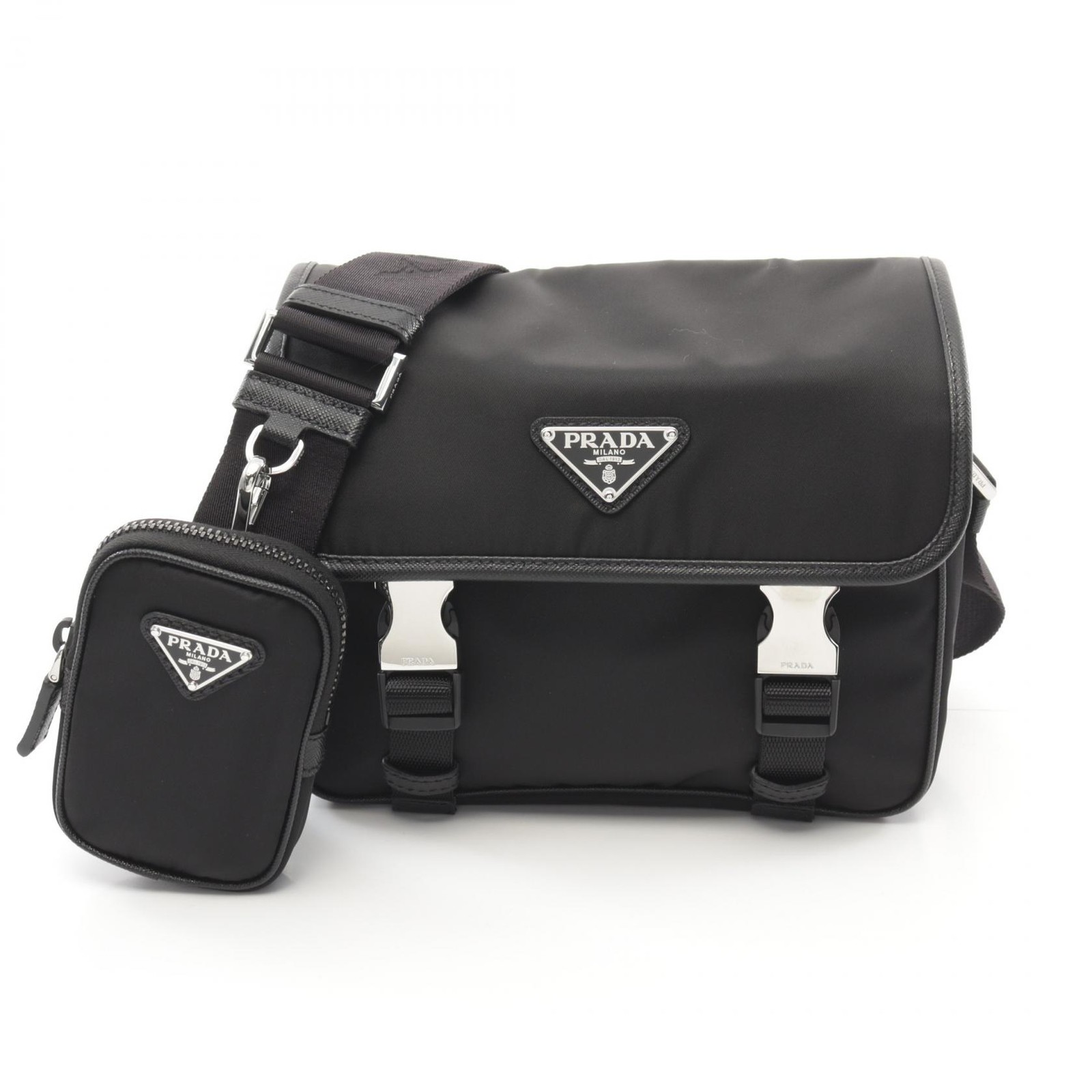 PRADA RE-NYLON TESSUTO+SAFFIANO Shoulder Crossbody Bag 2VD0342DMHF0002 Black NEW