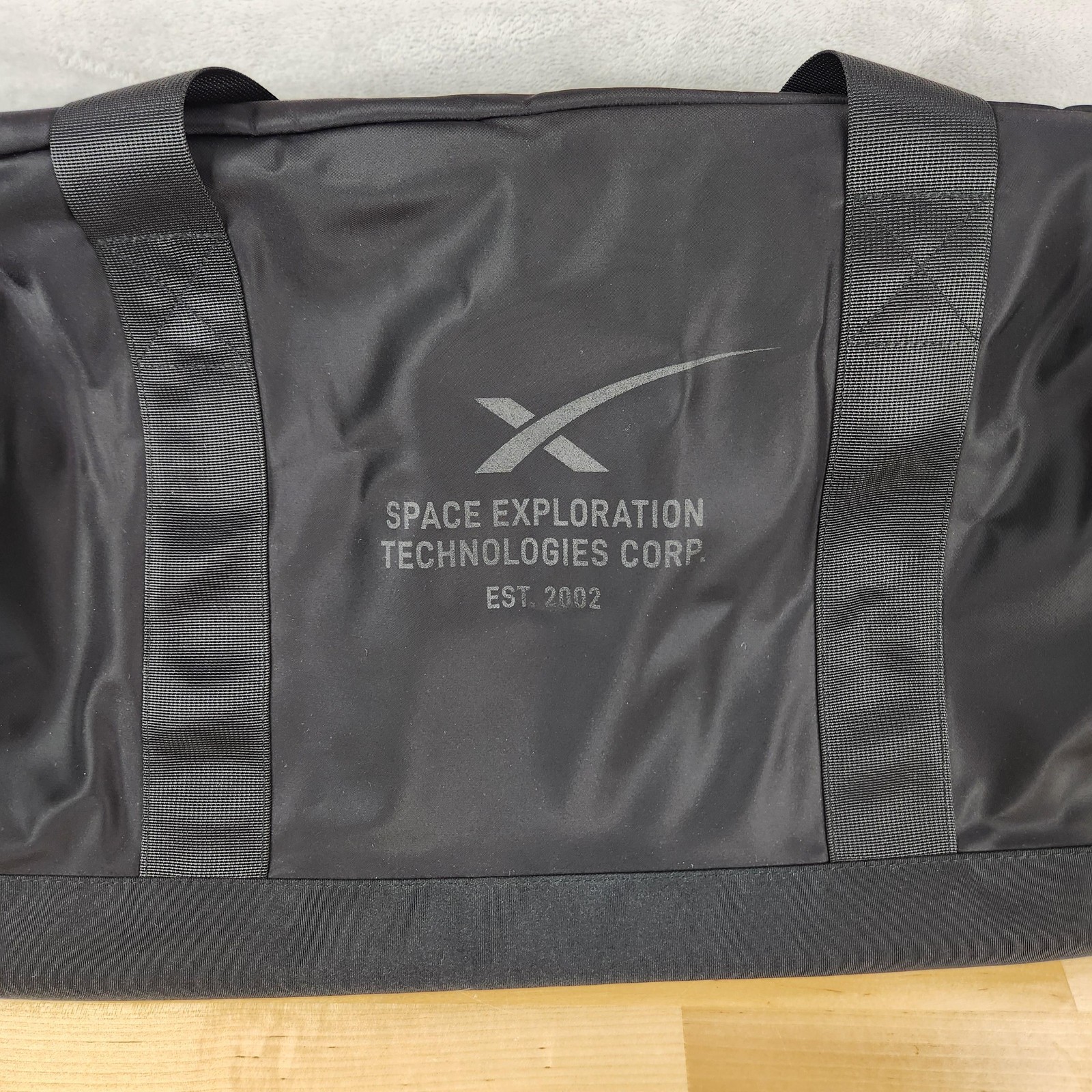 SpaceX Black Duffel Bag Nylon Travel Soft Case Adjustable Strap Interplanetary