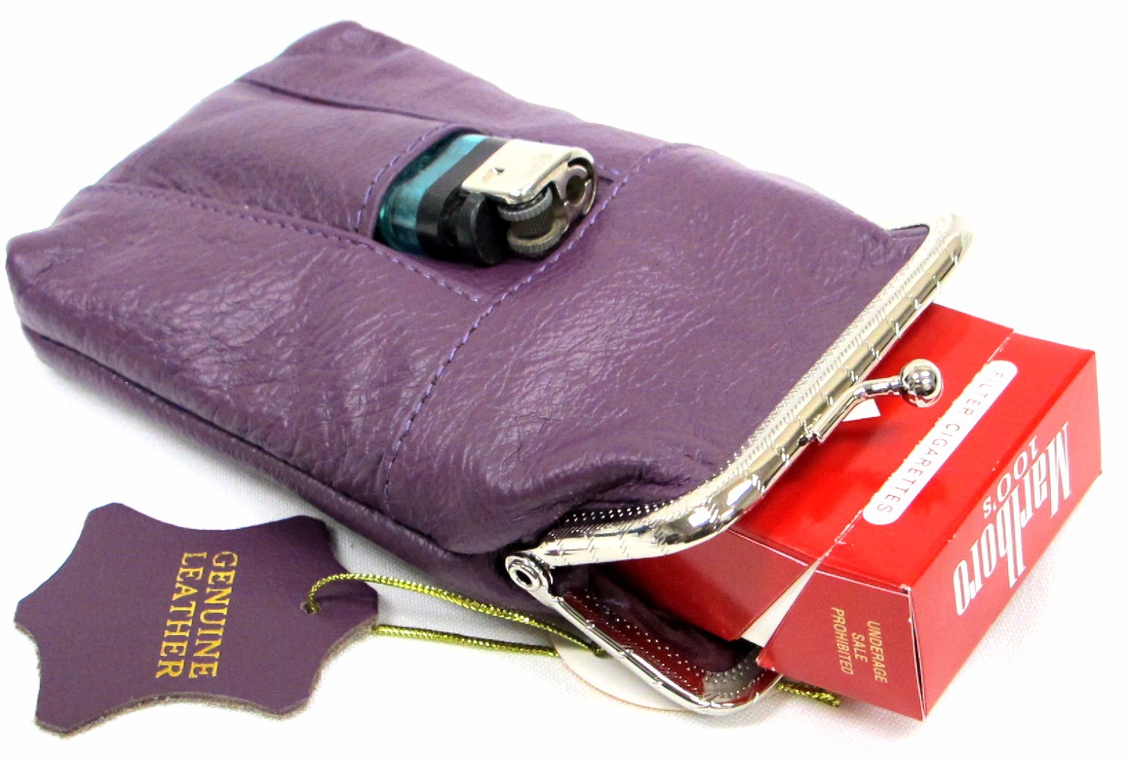 Soft Leather Cigarette Case Lighter Pocket Fit 100s King Regular SOLD by 2pc Set