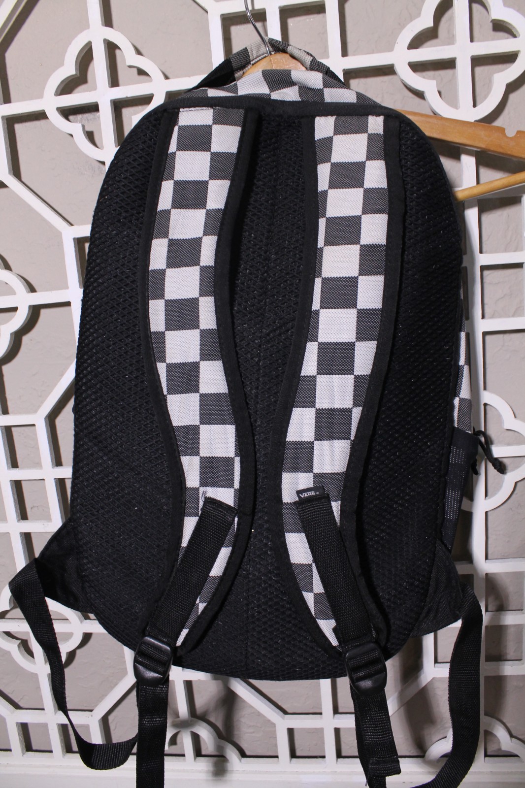 Vans Off the Wall Backpack Black White Book Bag College Checkerboard 19x12x7