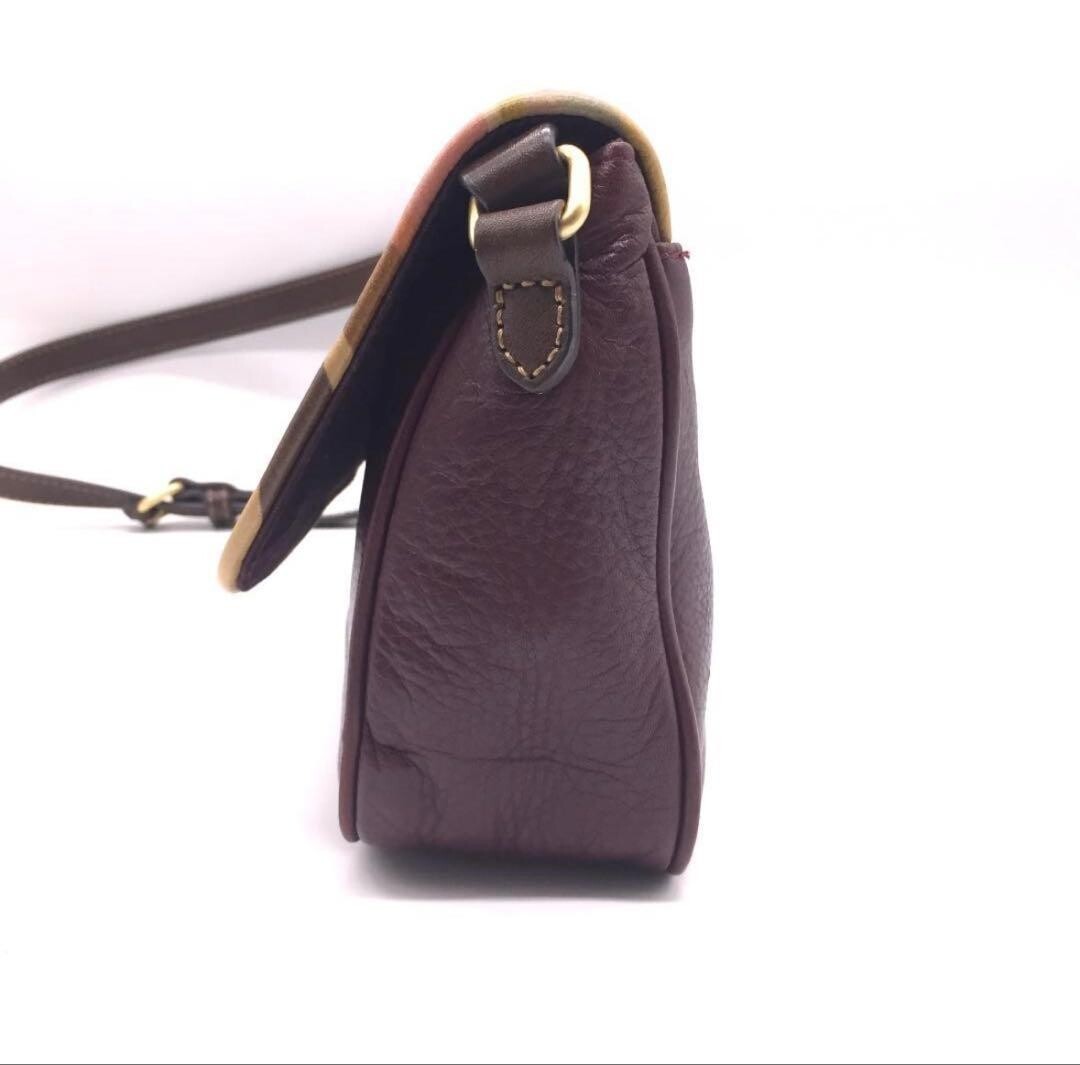 Paul Smith Brown Leather Messenger Bag Gold Logo Striped Trim Flap Unisex