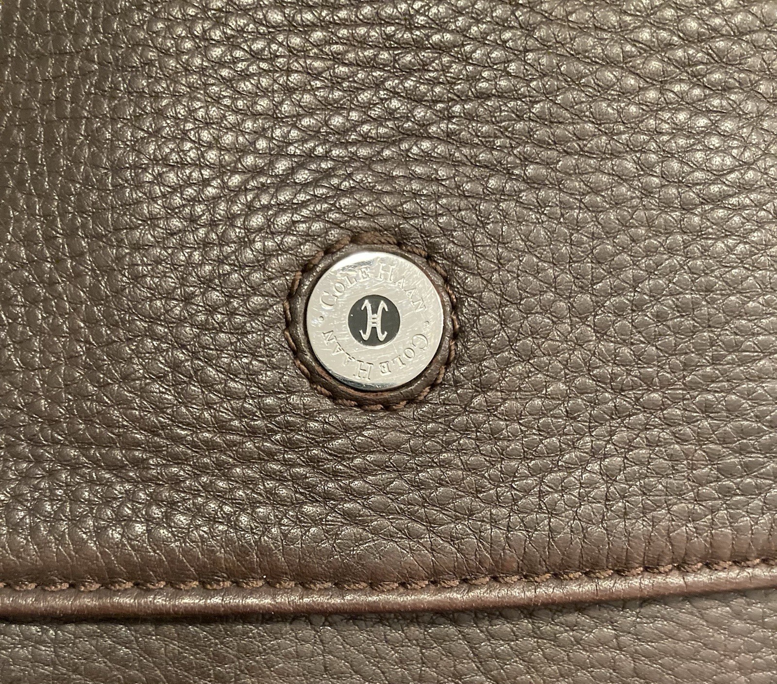 Cole Haan Brown Pebbled Soft Leather Messenger Bag