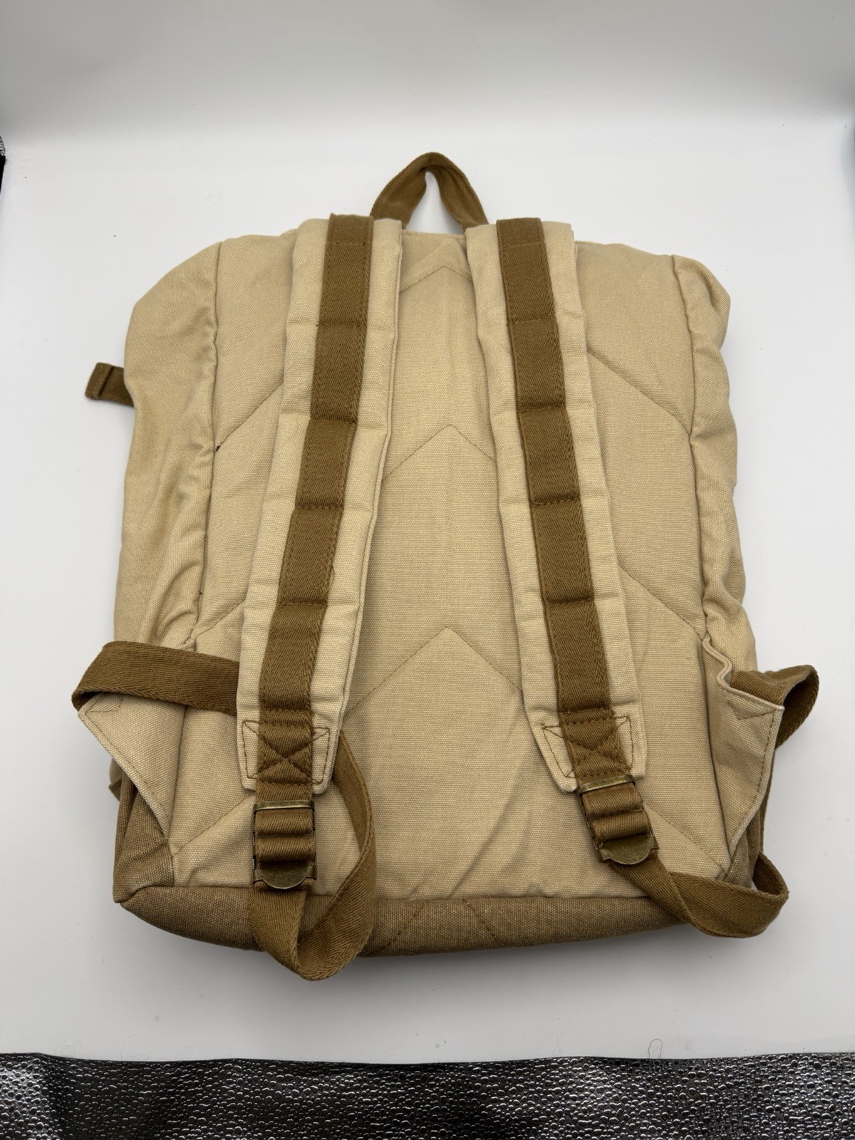 Canvas Rucksack Backpack Tan Minimalist Vintage Style Pack 18×14 YKK Zipper