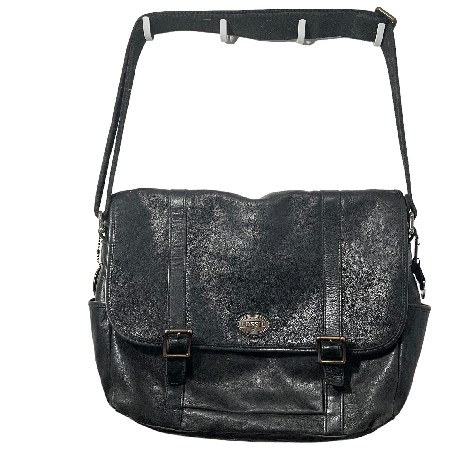 Fossil Messenger Bag Briefcase Attache Case Black Unisex ( Men’s) Estate Retro