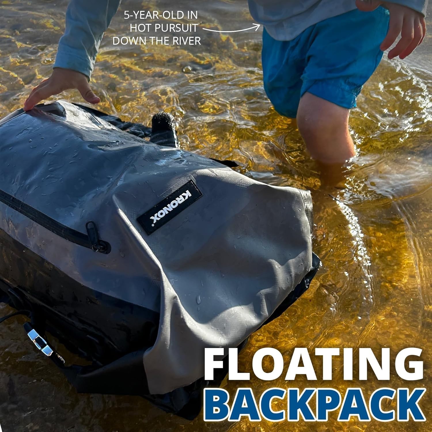 KRONOX 30L Waterproof Backpack for Men – IPX7 Submersible Dry Bag, Lightweight &