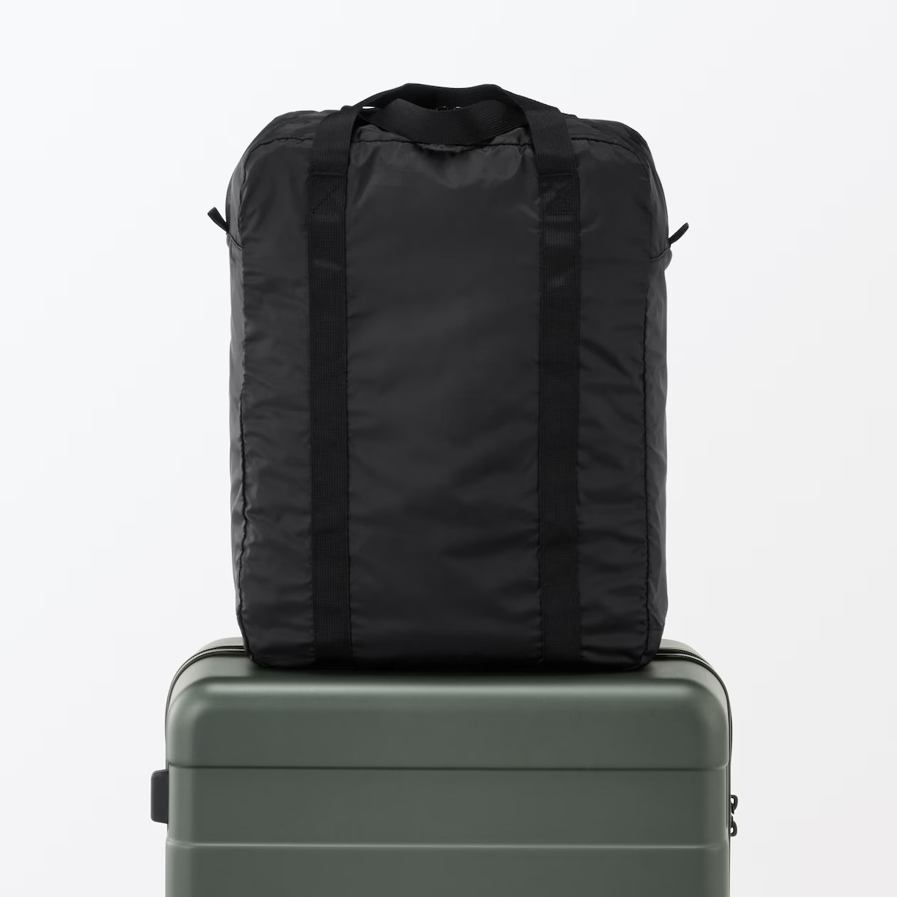 MUJI Packable Water-Repellent Vertical Boston Bag Black/Khaki/Dark Beige NWT