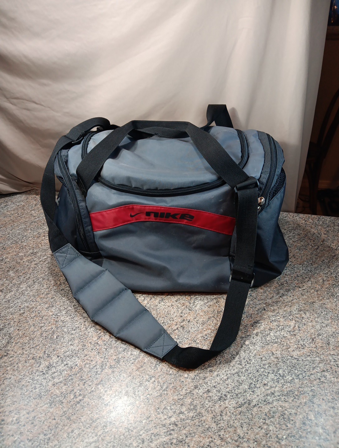Nike Duffel bag weekender 23”x12”x12” in gray and red Free Ship
