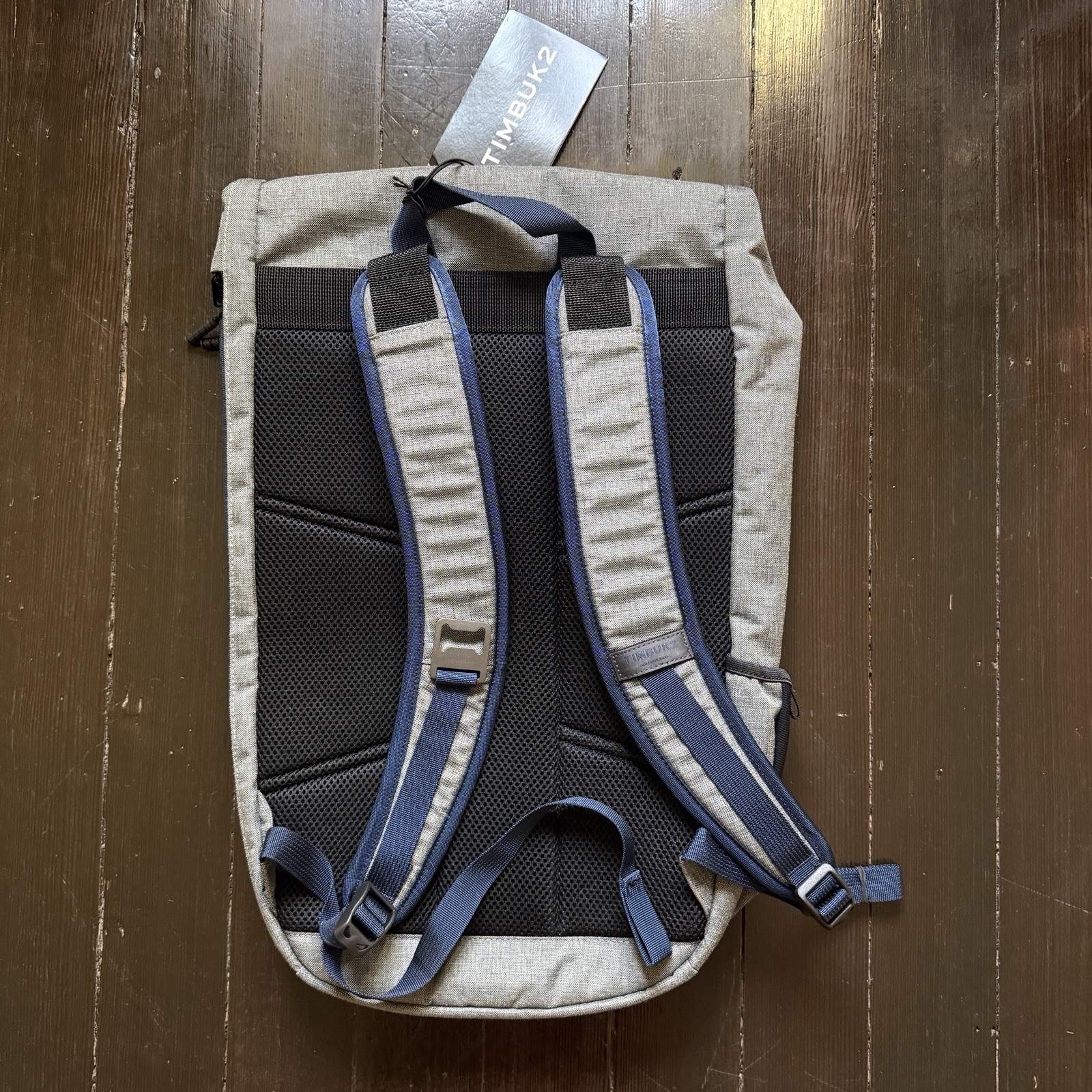 Timbuk2 Backpack Leader Pack OS Gray Navy Large Flap Laptop Commuter NEW