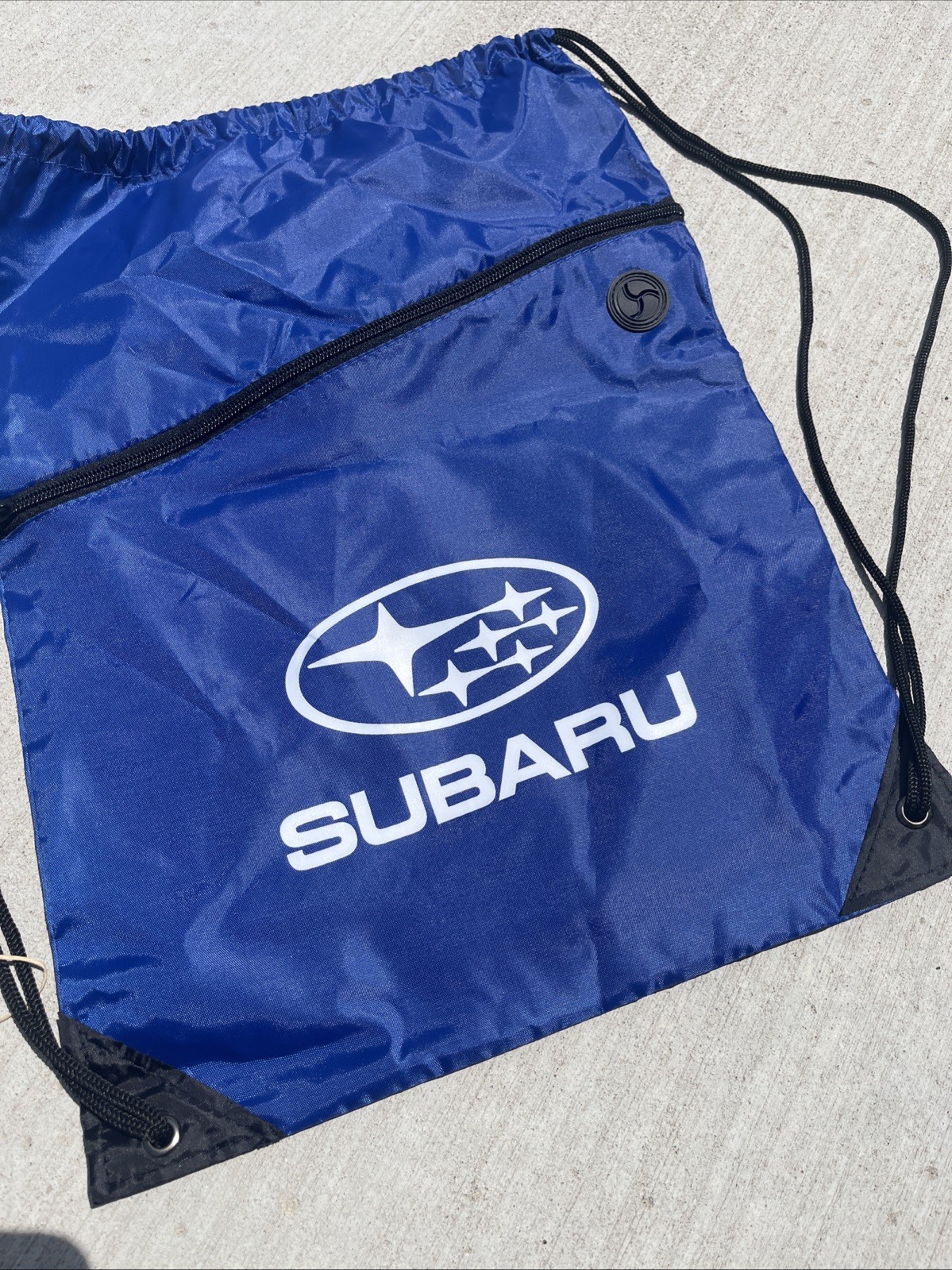 SUBARU Bag Promotional Drawstring Backpack Travel Tote Cinch W/Zip Pouch -Royal