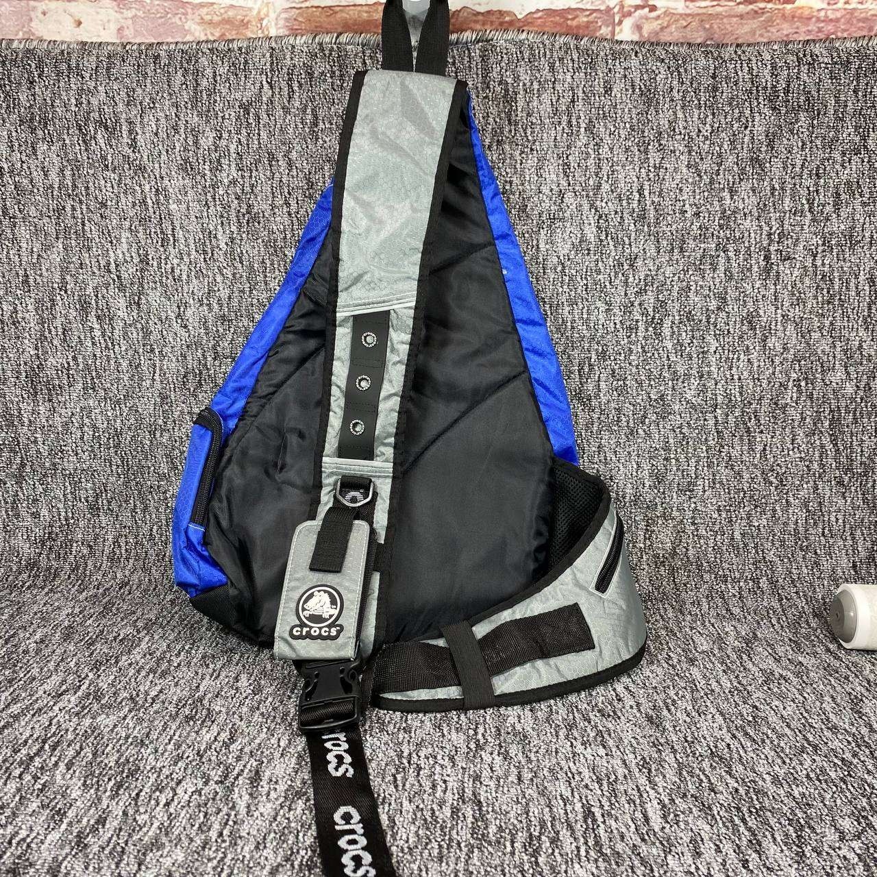 Vtg Crocs Sling Backpack Bag Royal Blue Silver Single Strap Crossbody Travel